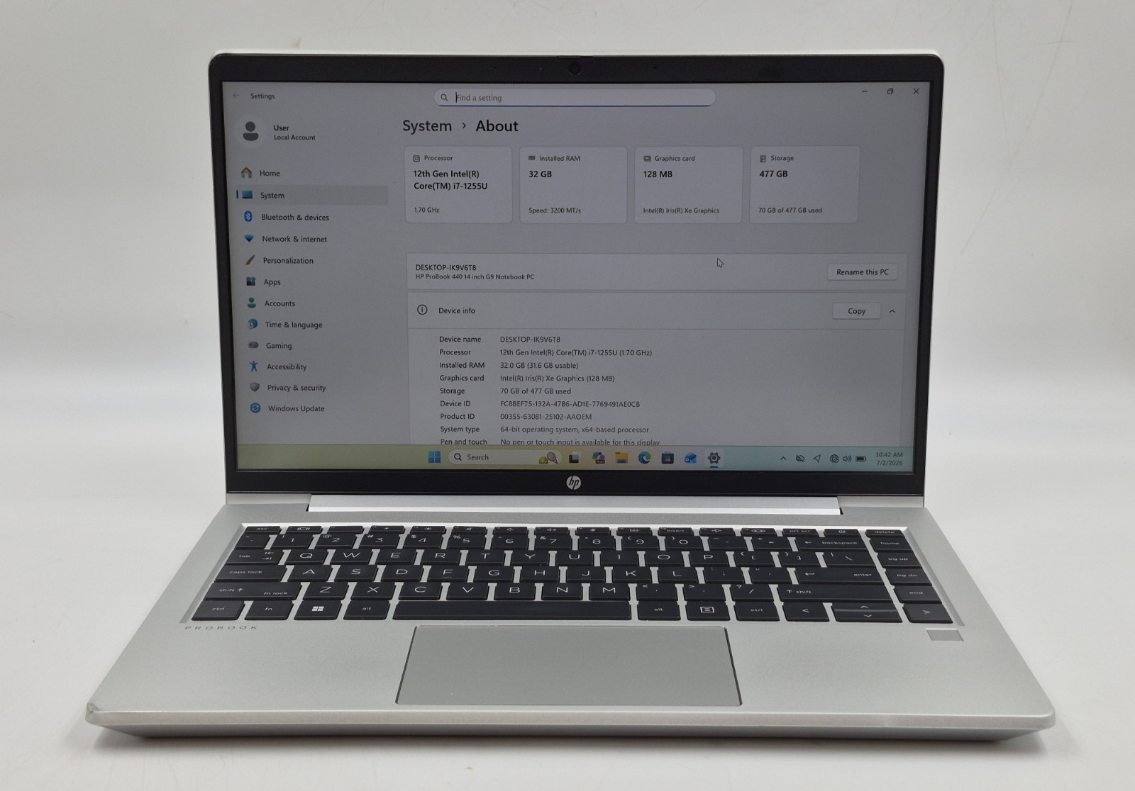 HP ProBook EliteBook 440 G9 i7-1255U 1.70GHz 32GB RAM 512GB SSD Win 11 Pro
