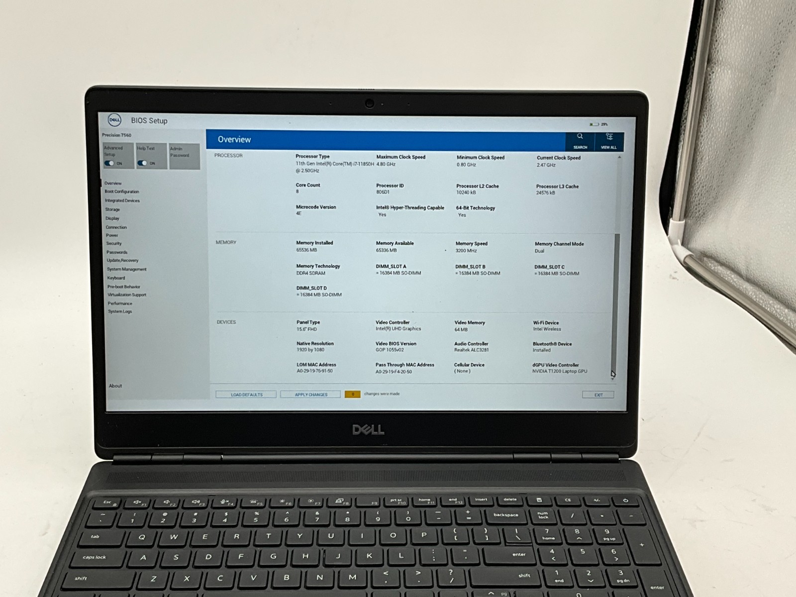 DELL Precision 7560 i7-11850H 2.50g 64GB 1tb T1200 15.6″ WIN11 Laptop DLZG6M3