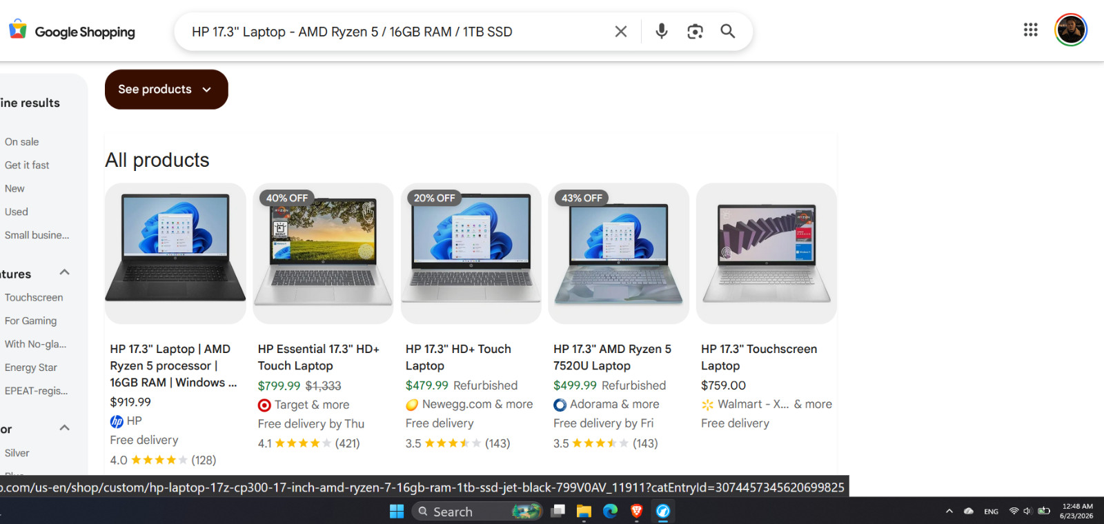 HP 17.3″ Laptop – AMD Ryzen 5 / 16GB RAM / 1TB SSD – Excellent Condition