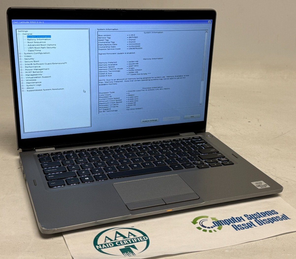 Dell Latitude 5310 2in1 13.3″ (i5-10310u – 16GB RAM – 256GB SSD – Win11Home)