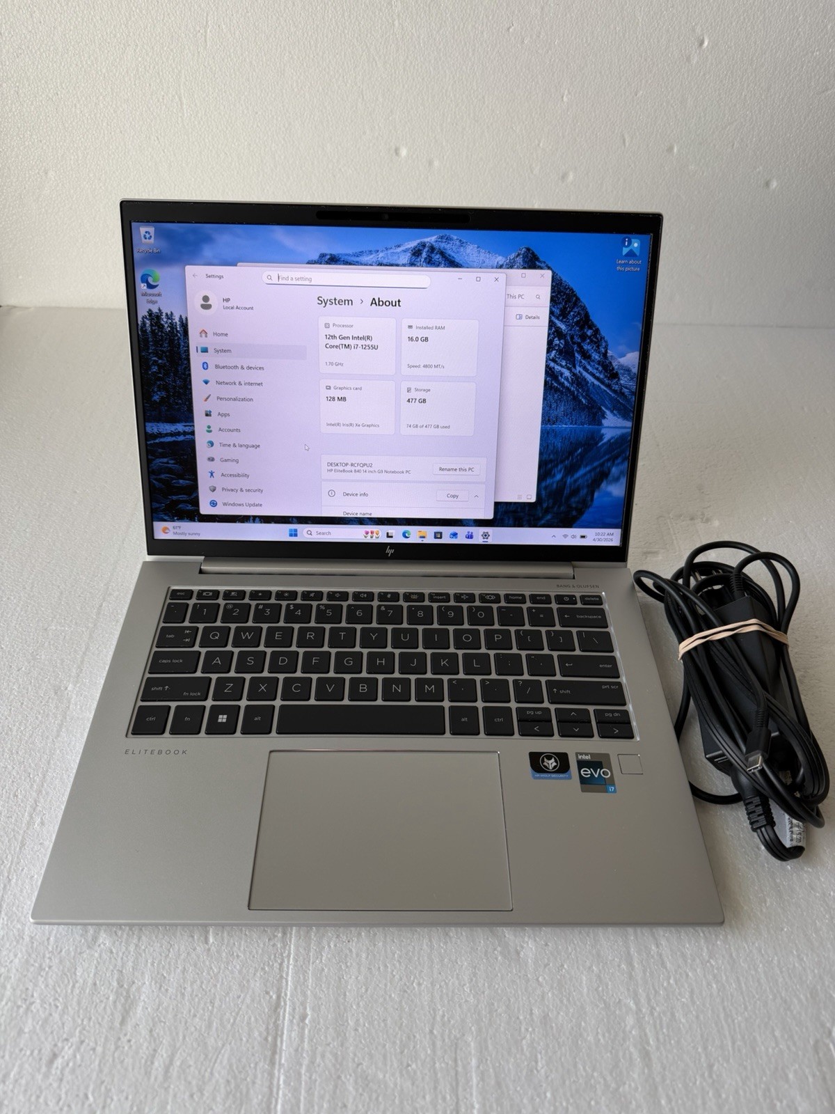 HP EliteBook 840 G9 14″ Intel Core i7 12th Gen 16 GB 512GB Win 11pro W/ AC