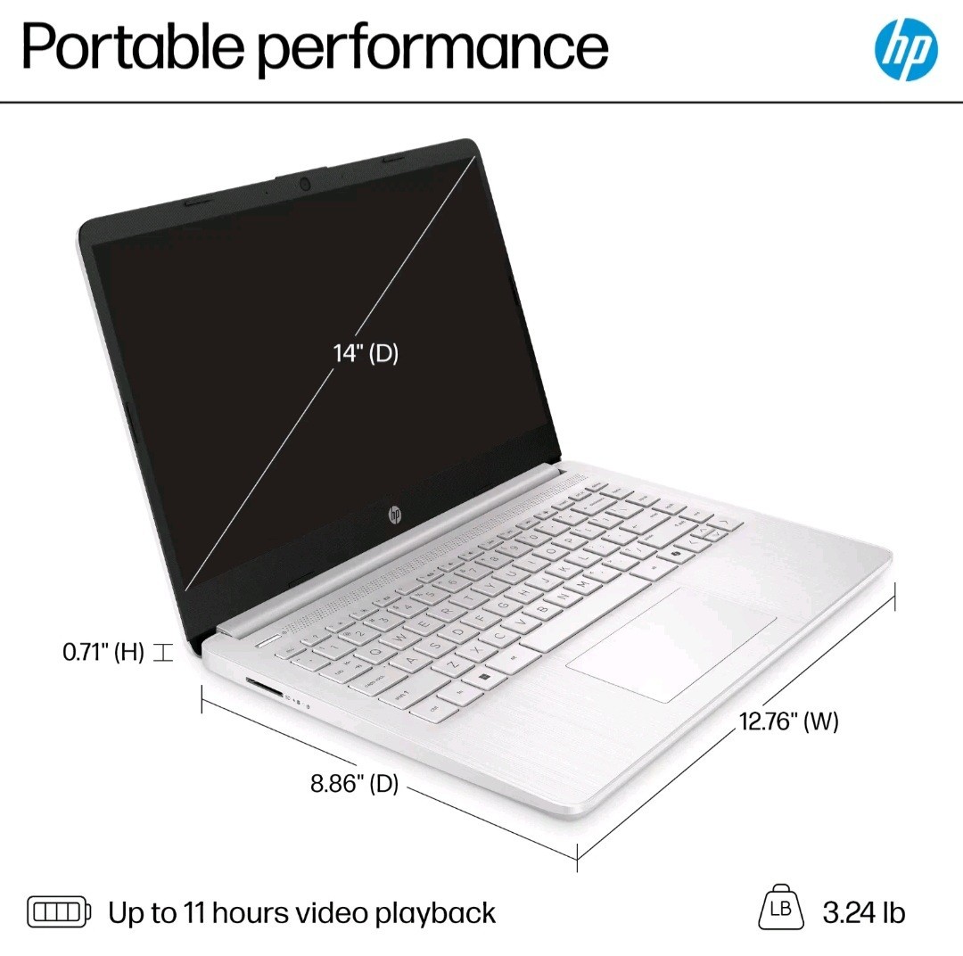 HP 14DQ0052DX 14″ (SSD, Intel Celeron N, 1.10 GHz, 4 GB) Laptop -…