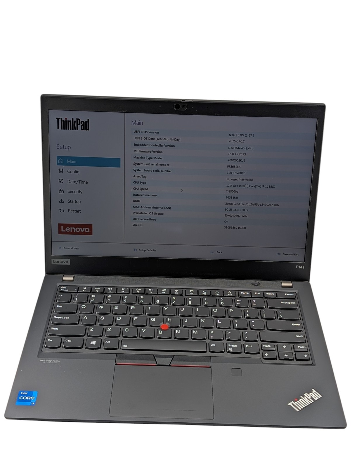 Lenovo ThinkPad P14s Gen 2 14″ i7-1165G7 2.8 GHZ 16GB RAM 512GB SSD – Grade D