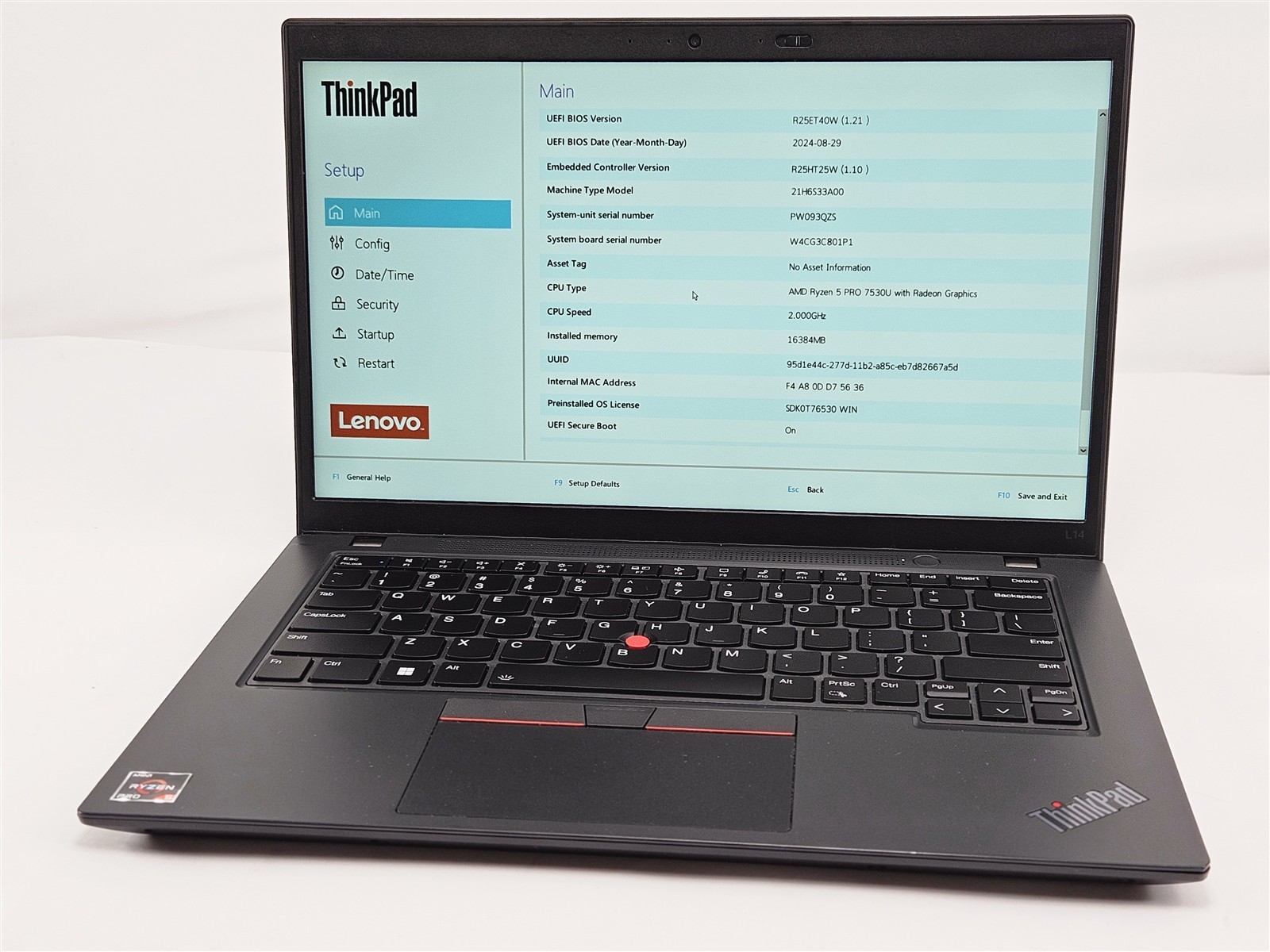 Lenovo ThinkPad L14 14″ Gen 4 AMD Ryzen 5 Pro 7530U 16GB 256GB SSD Laptop