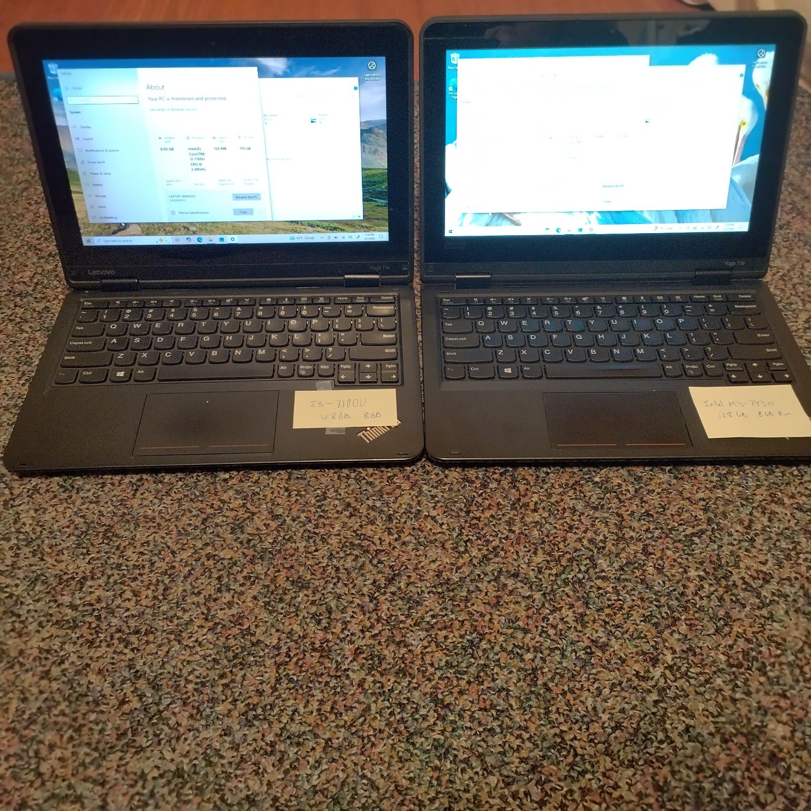 Lot of 3: Lenovo: Yoga 11e: 2 x M3-7Y30 and 1 x I3-7100 – 8GB RAM: 128GB SSD