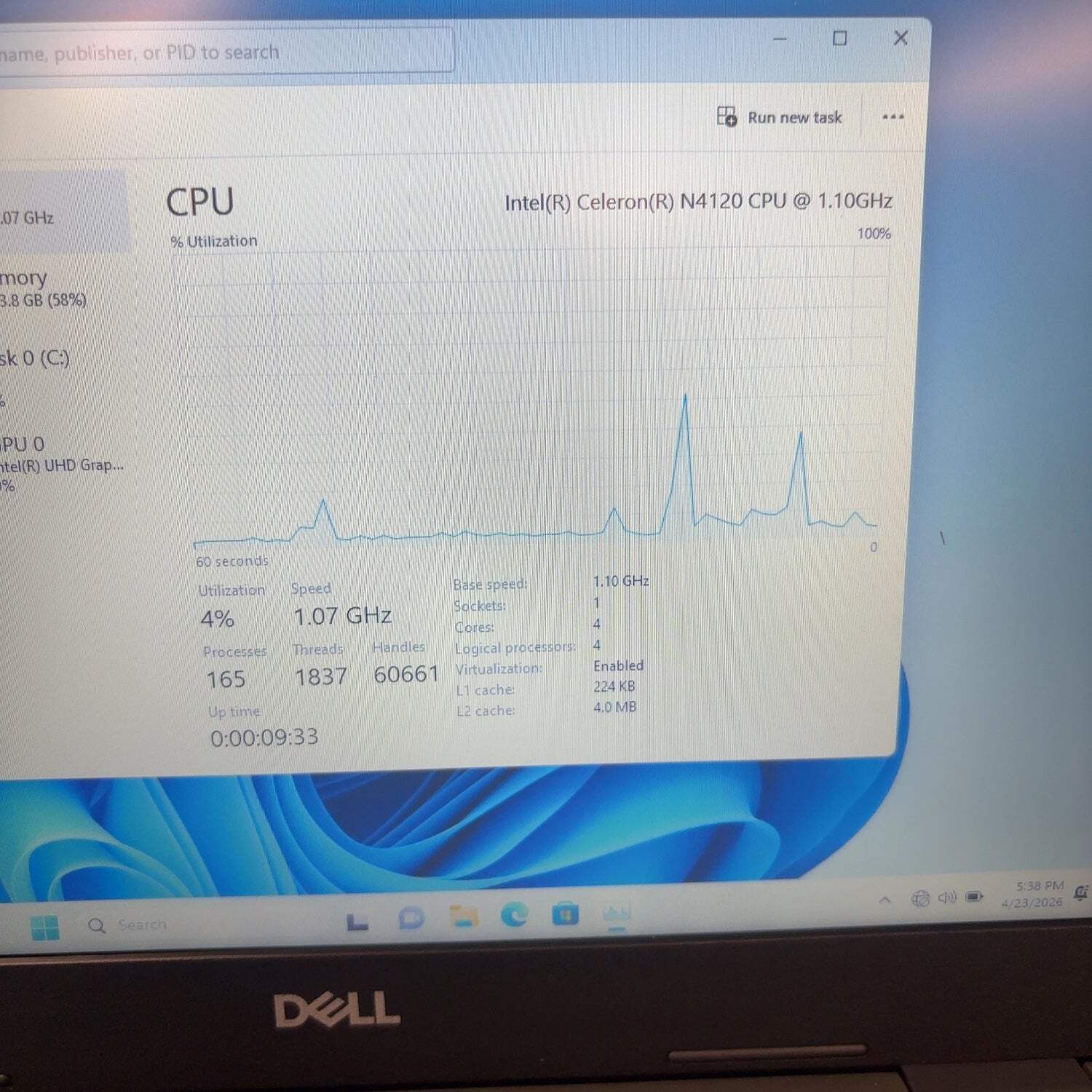 Dell Latitude 3190 12″ Celeron N4120 1.1GHz 4GB RAM 64GB SSD