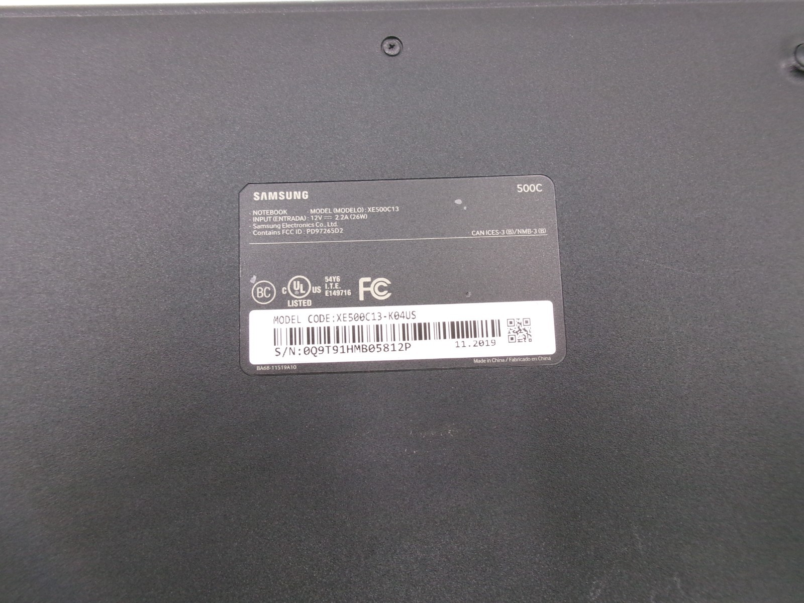 Samsung Chromebook 3 XE500C13 Intel Celeron N3060 4GB 16GB eMMC