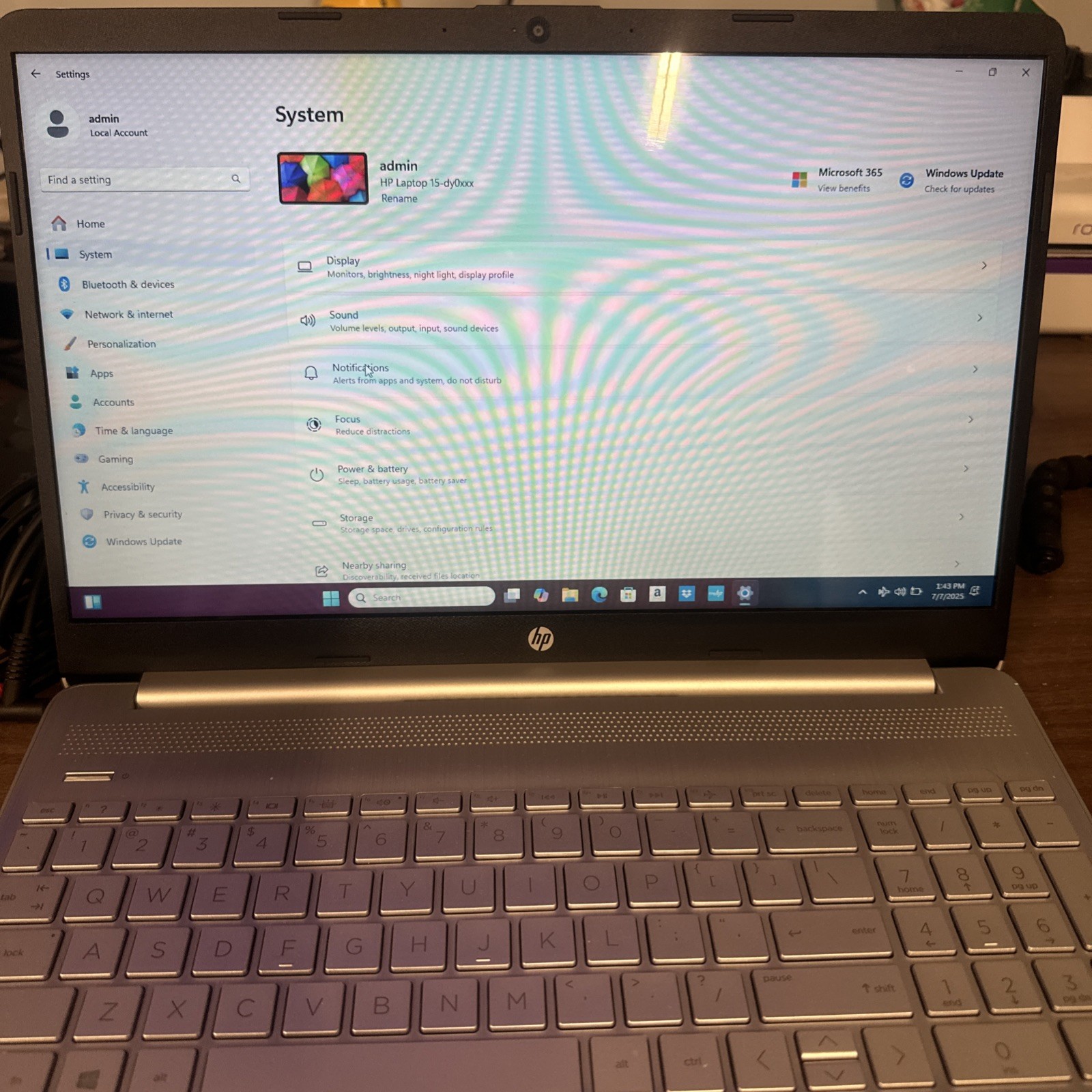 HP 15-dy0013ds 15.6in Laptop Celeron N4020 4gb 256gb SSD Win10 Silver