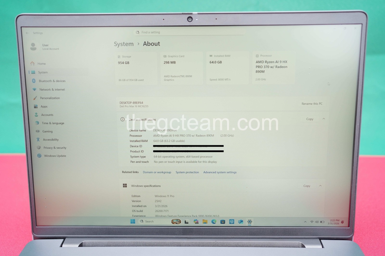 Dell Pro Max 16 MC16255 64GB RAM, 1TB SSD HDD AMD Ryzen AI 9 HX PRO *Open Box*