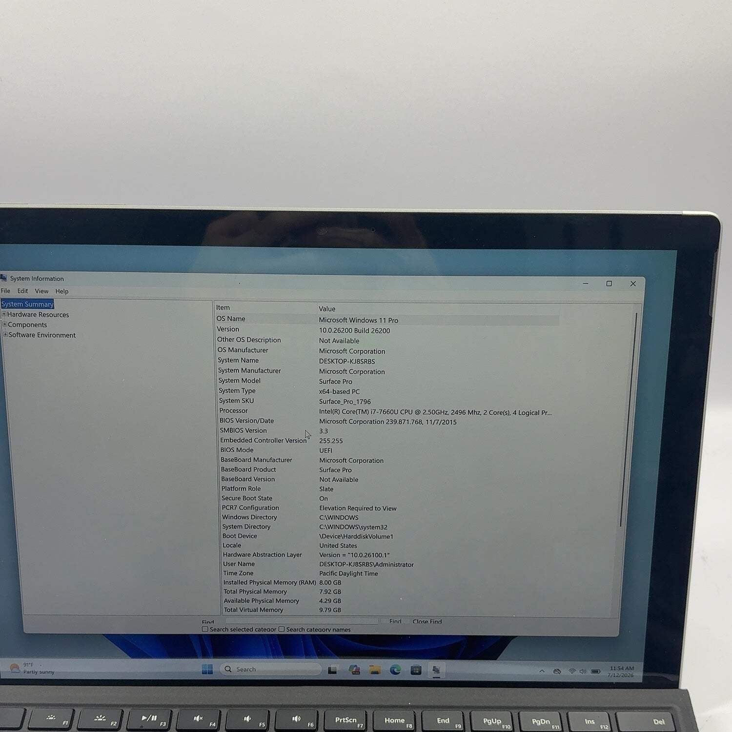 Microsoft Surface Pro 5 1796 12″ i7-7660U 2.5GHz 4GB RAM 128GB SSD