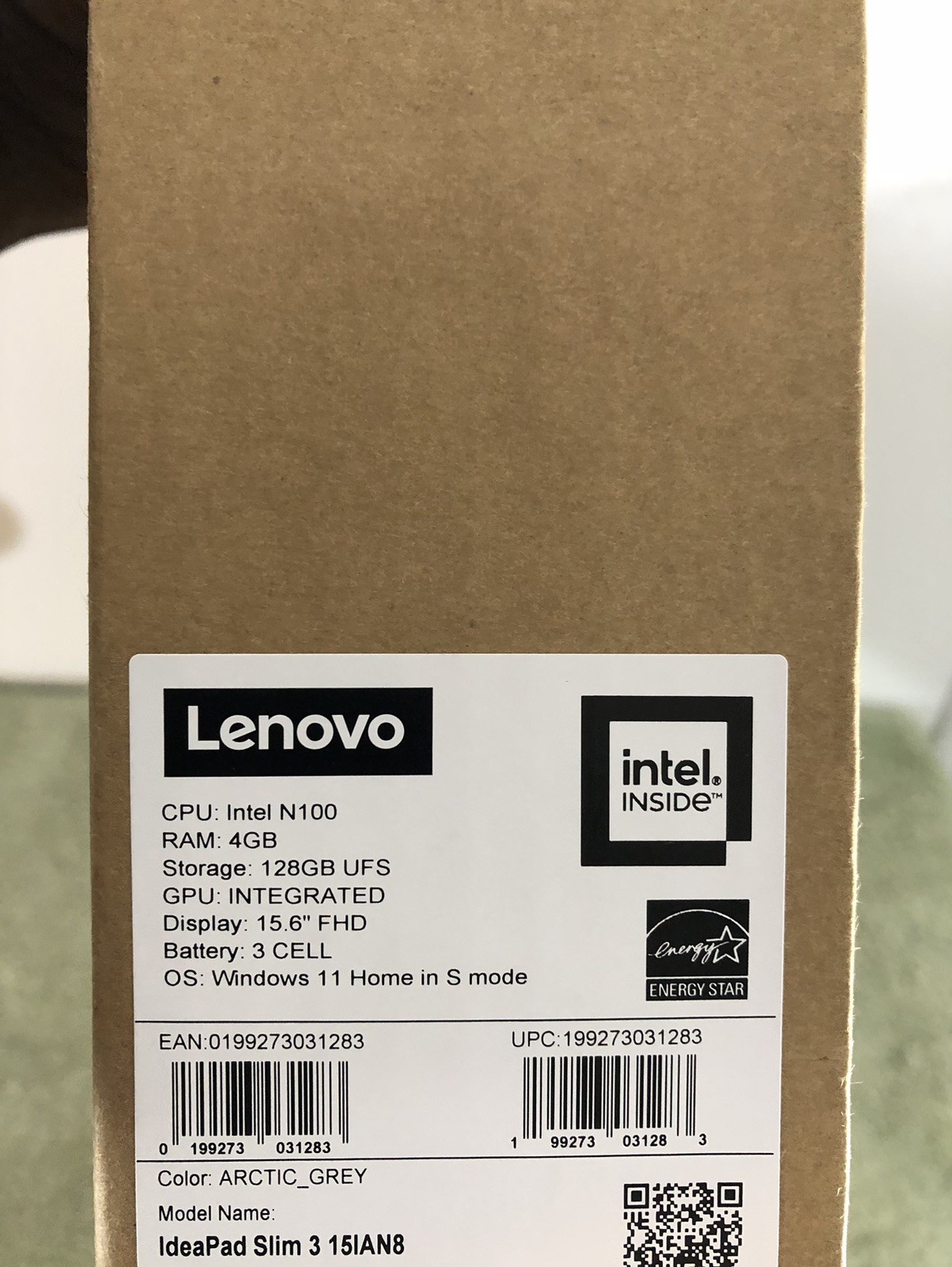New Lenovo IdeaPad Slim 3 15IAN8 15.6″ Intel N100 4GB DDR5 128GB UFS Win 11 HS