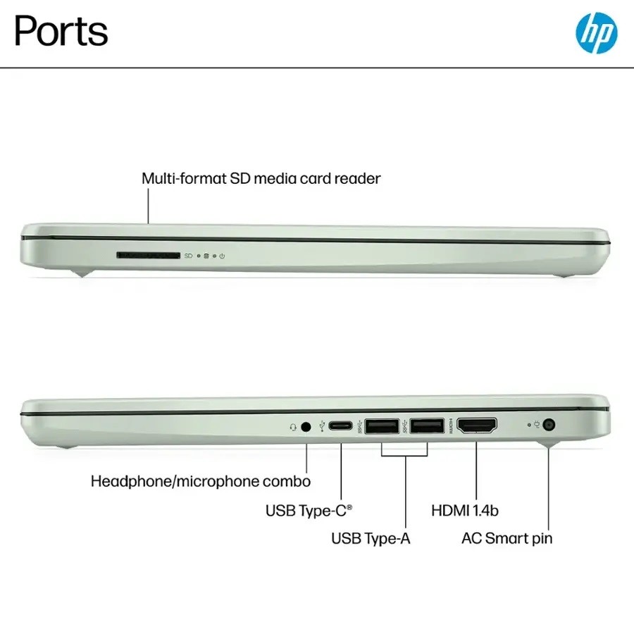 HP Laptop 14 in HD 4 core Intel N150 128GB UFS Up To 16GB DDR4 RAM – open box