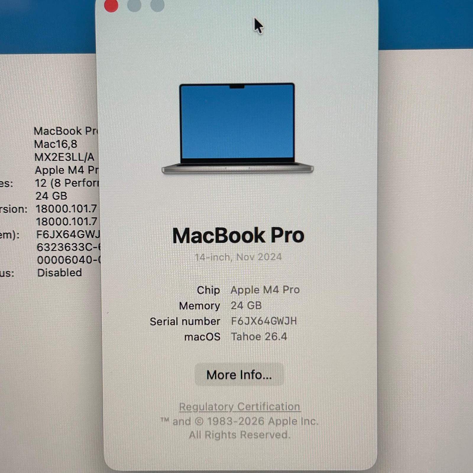 Apple MacBook Pro 14″ M4 Pro 24GB RAM 512GB SSD 12C/16C 100% BH A3401 MX2E3LL/A