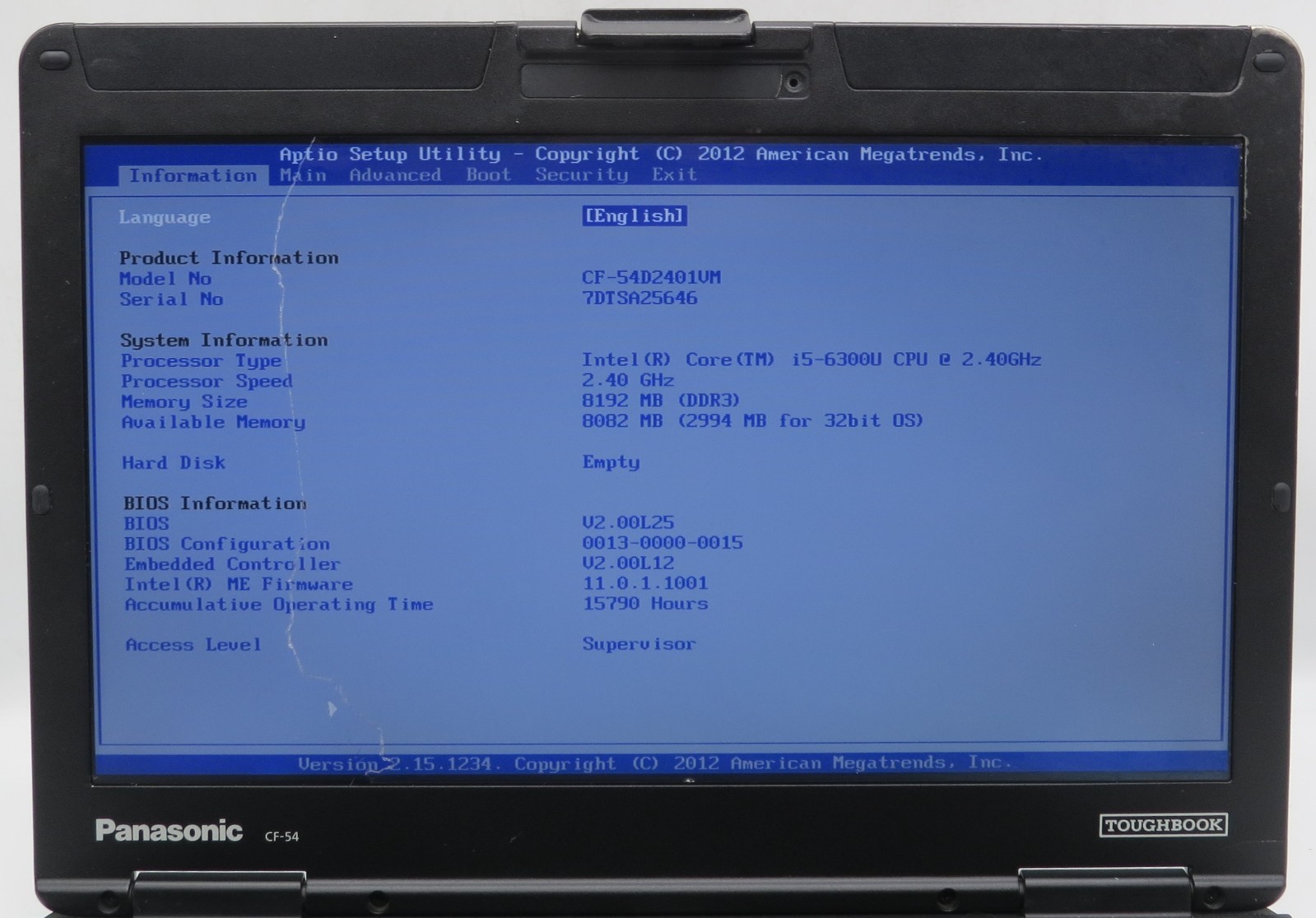 Toughbook CF-54 MK2 | i5-6300U @ 2.4GHz | 8GB DDR3 | No HDD/OS *READ*