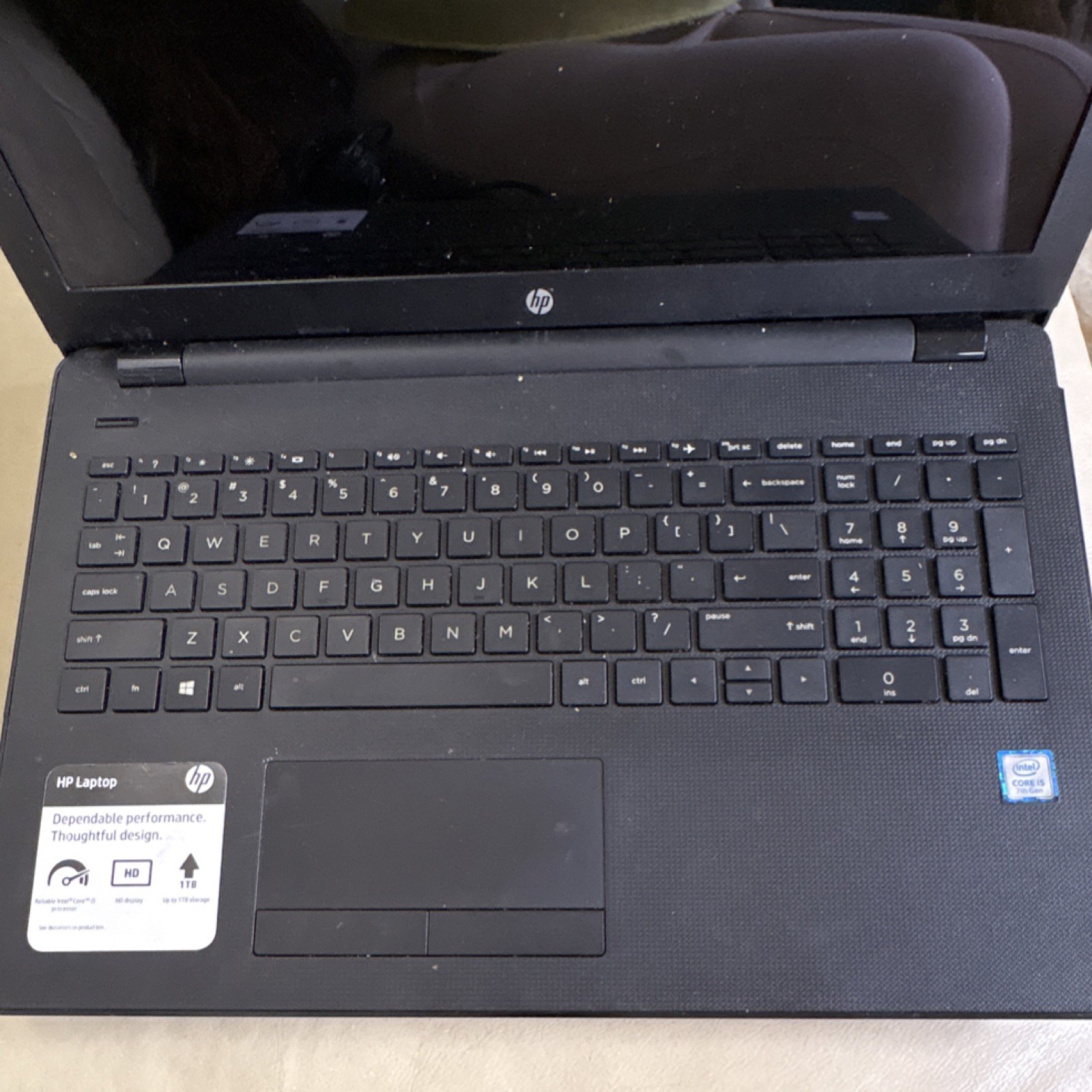 HP Intel Core i5 7th Gen. 15.6″ Black Laptop 1TB HDD HD Display Windows 10