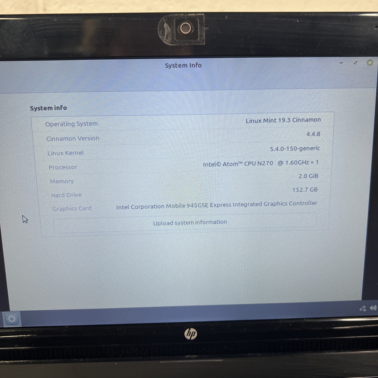 HP Mini 110 Laptop 10″ Intel Atom N270 1.6GHz 2GB RAM 160GB Linux Mint Cinnamon