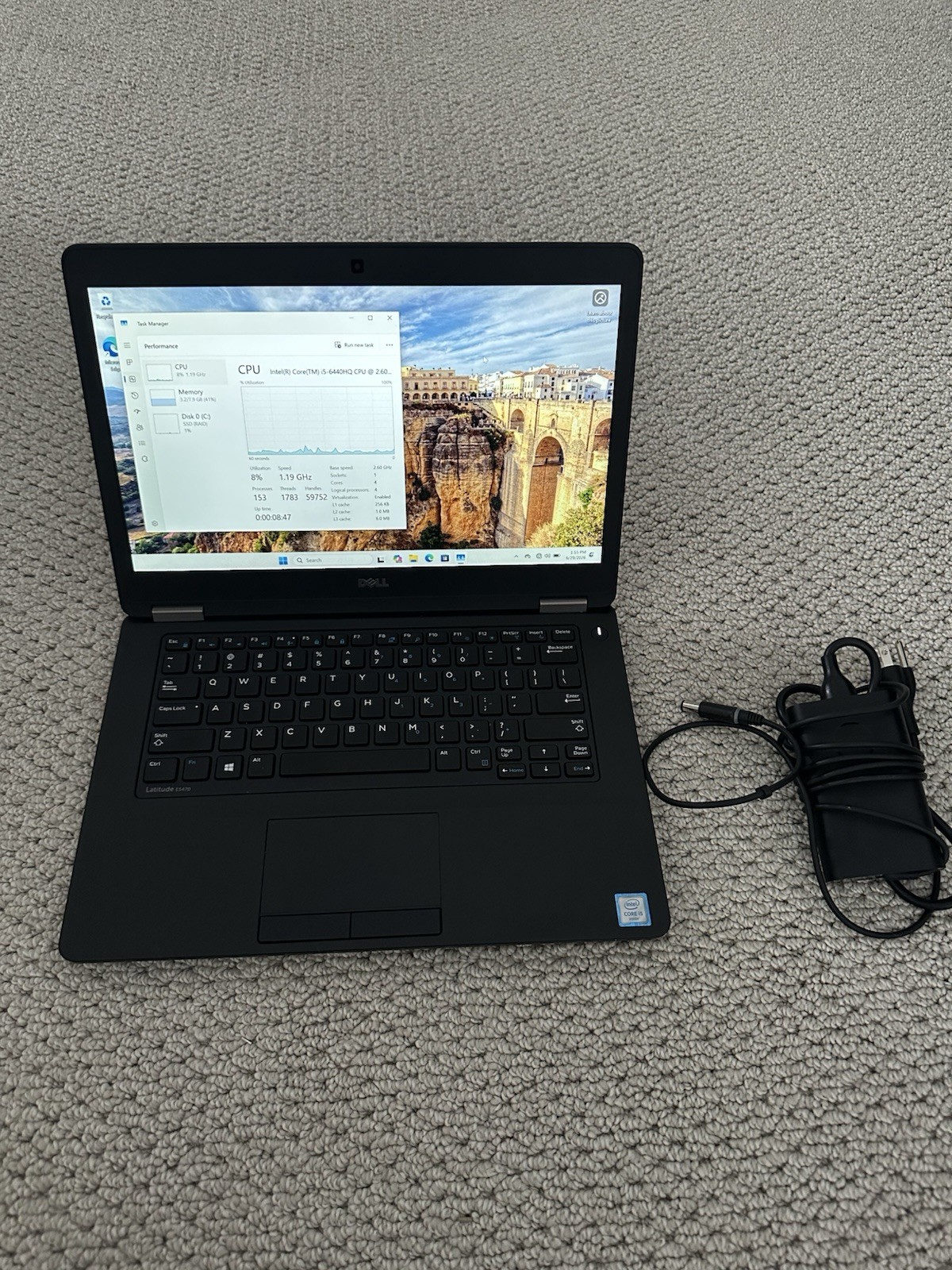 Dell Latitude E5470 14″ 256GB,Intel Core i5 6th Gen 2.40 GHz 8GB Black Windows11