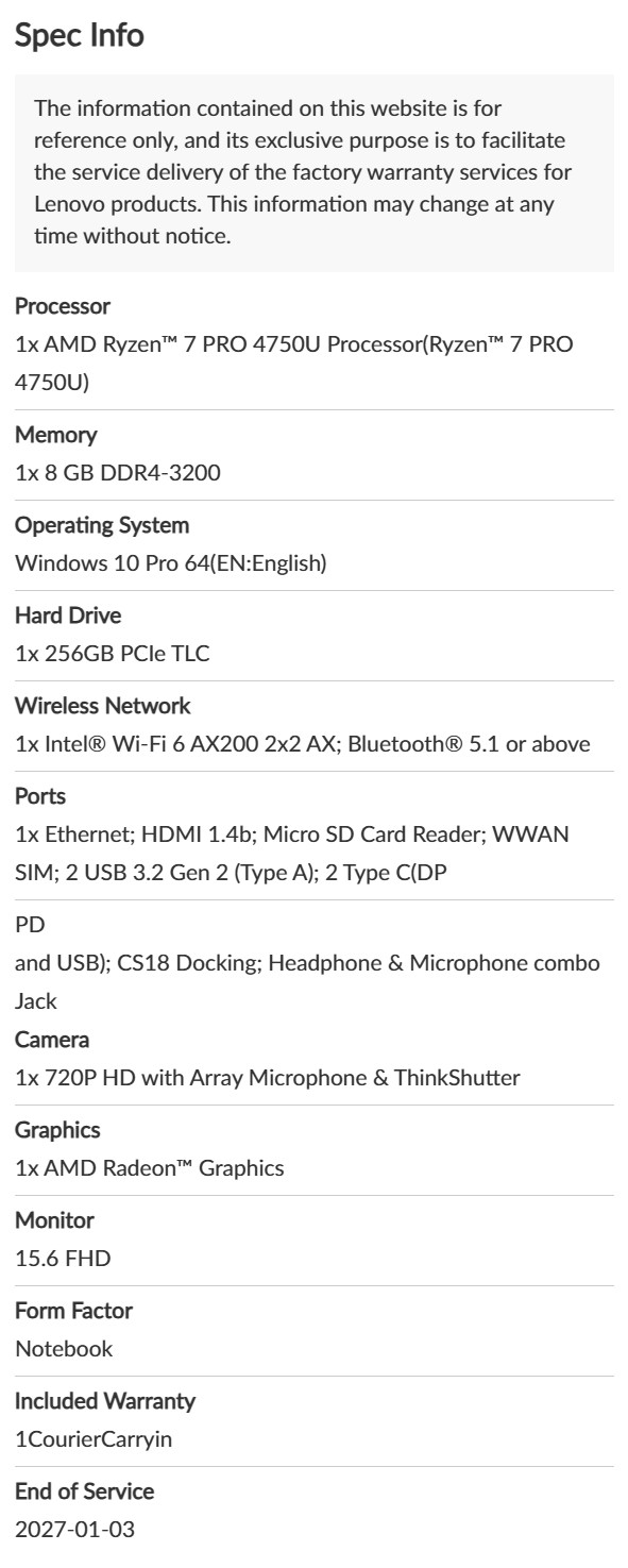 Lenovo ThinkPad L15 1st Gen 15.6″ 256GB SSD, AMD Ryzen 5 Pro 4000 Series, 4.00
