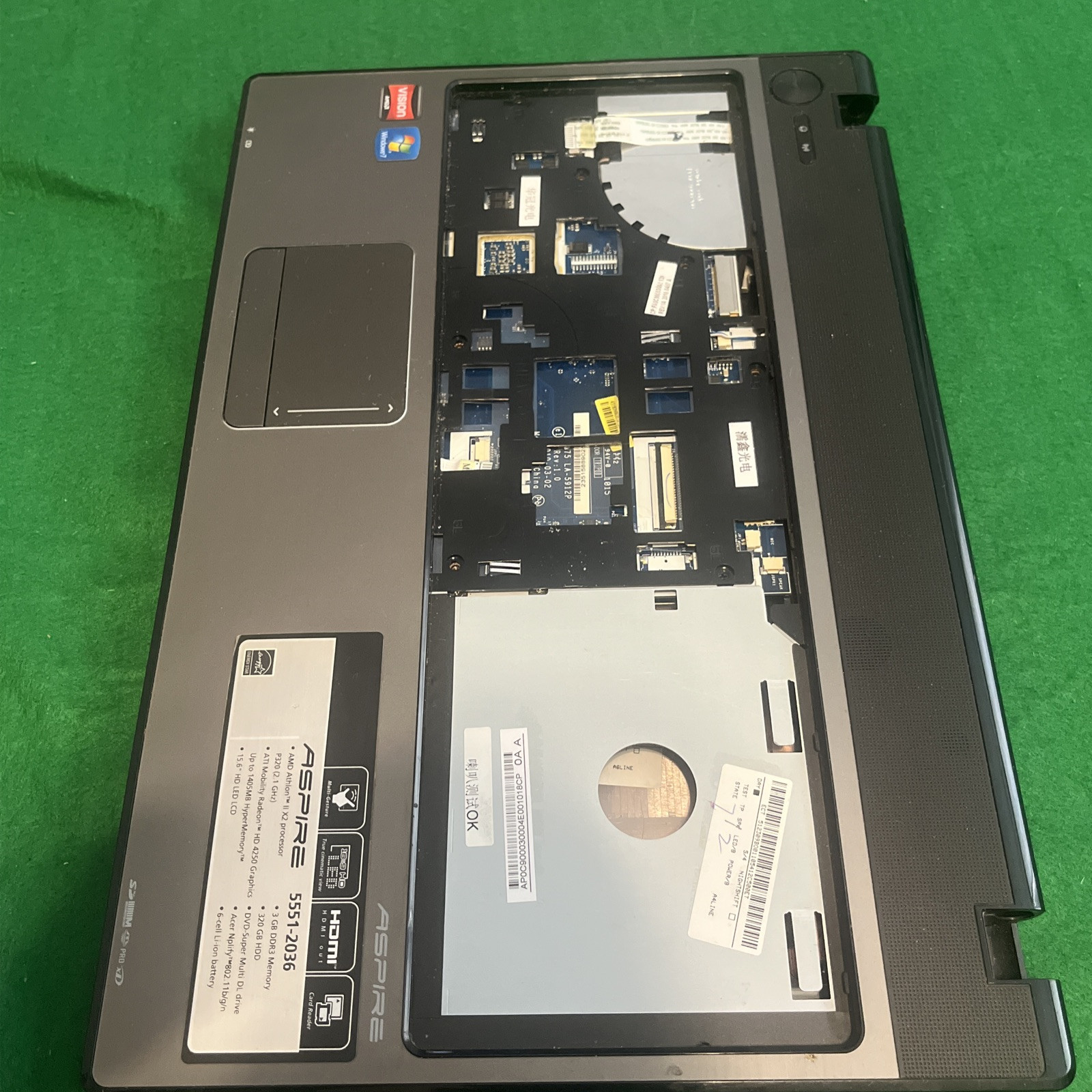 Acer Aspire 5551-2036 Motherboard – AMD Athlon II X2 2.1 GHz @15A1