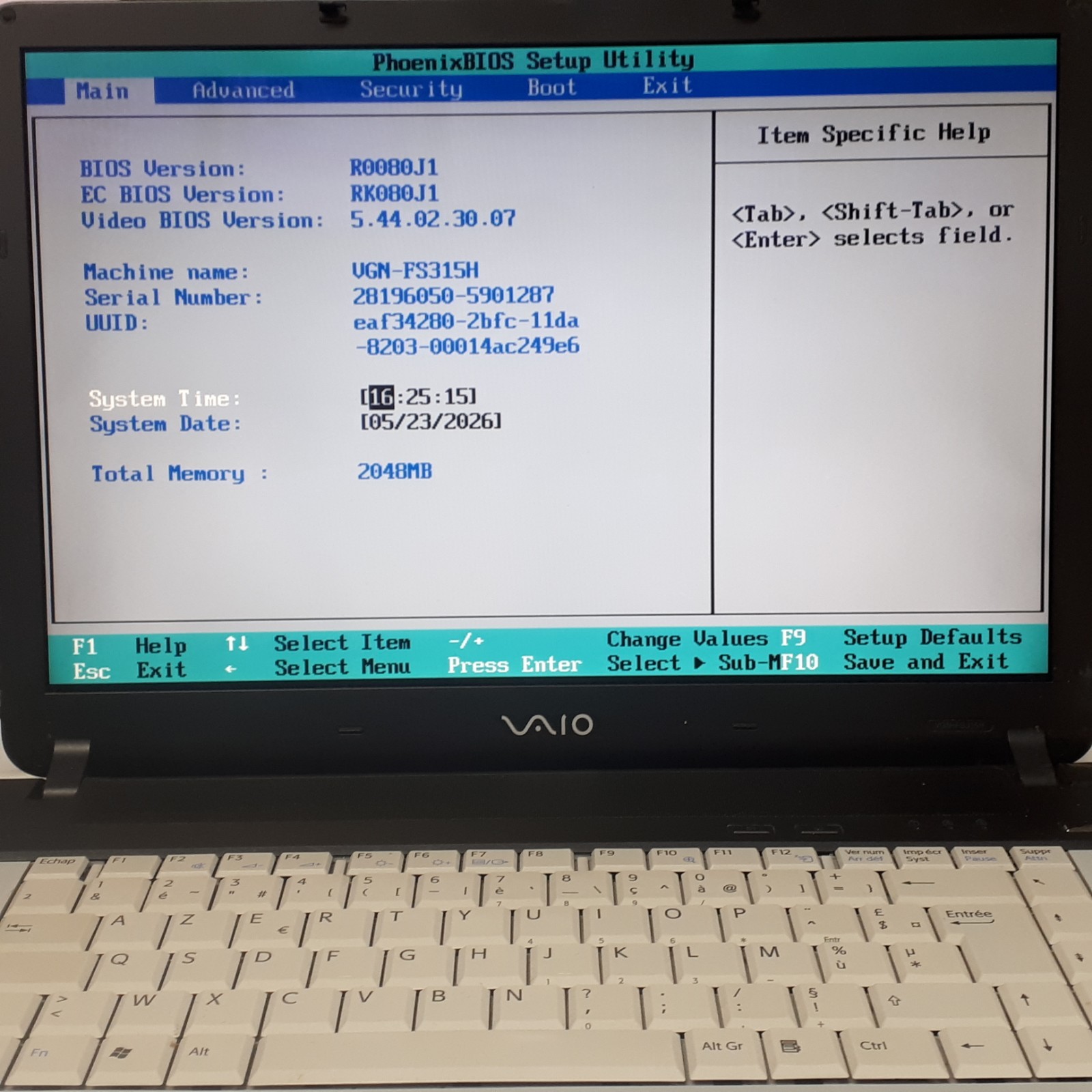 Sony VAIO VGN-FS315H 15.4″ Laptop Pentium M740 Boot/BIOS 2GB RAM No HDD/Battery