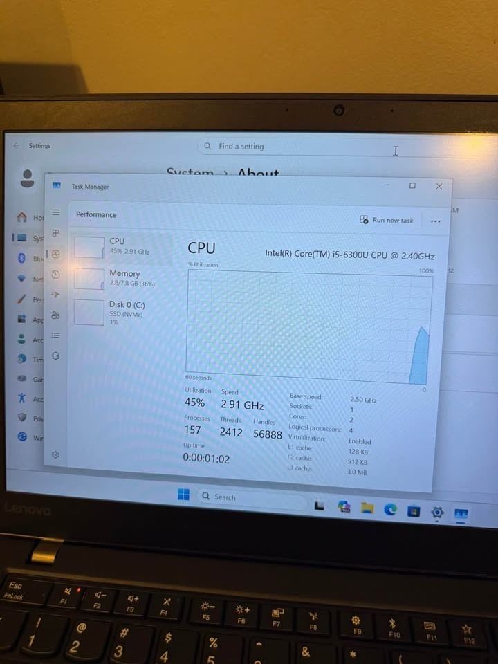 Lenovo Laptop Intel Core i5 8GB RAM 238GB SSD