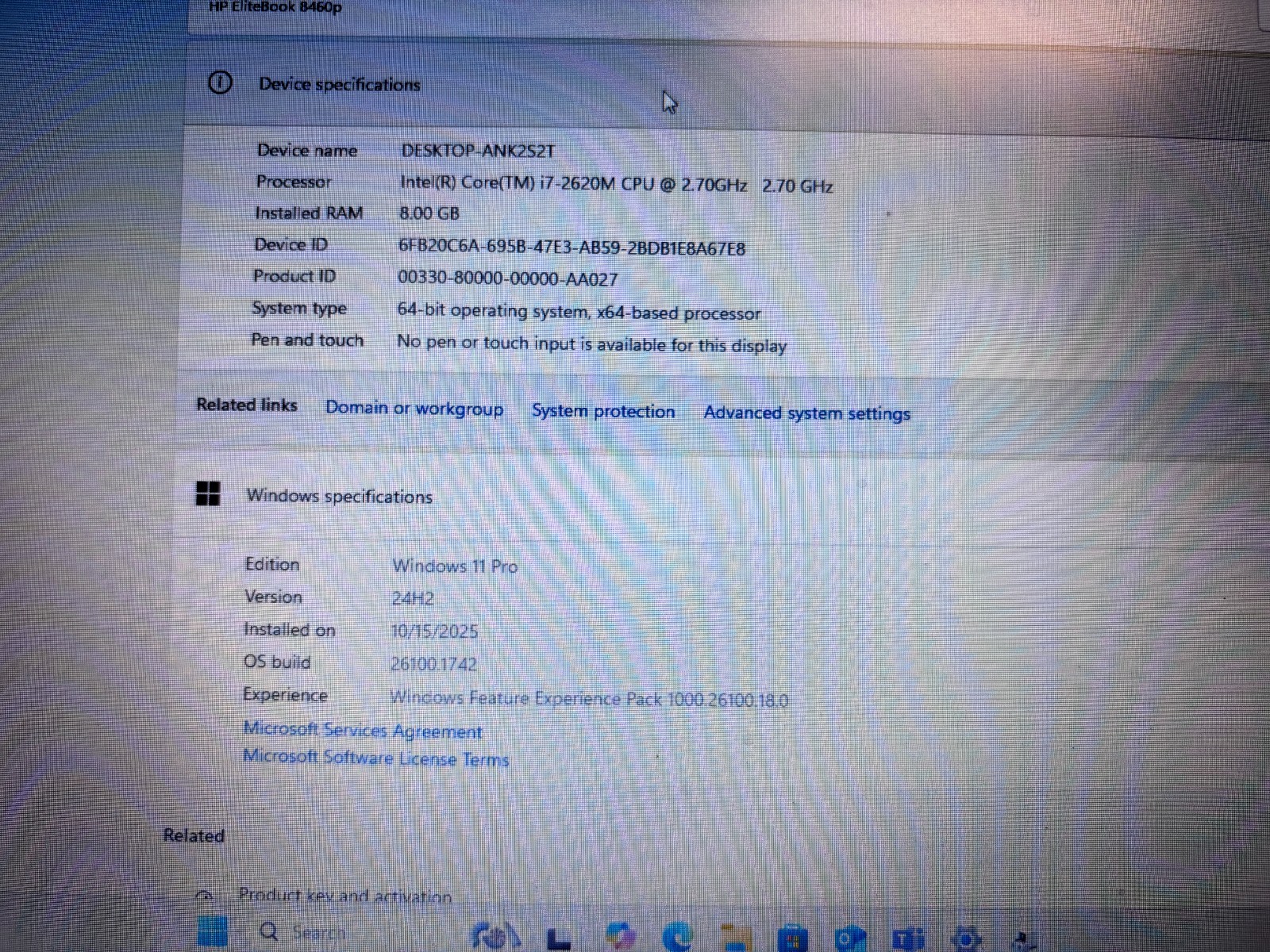 HP Elitebook 8460p i7/8GB/320GB/AMD Video defected/Win11Pro