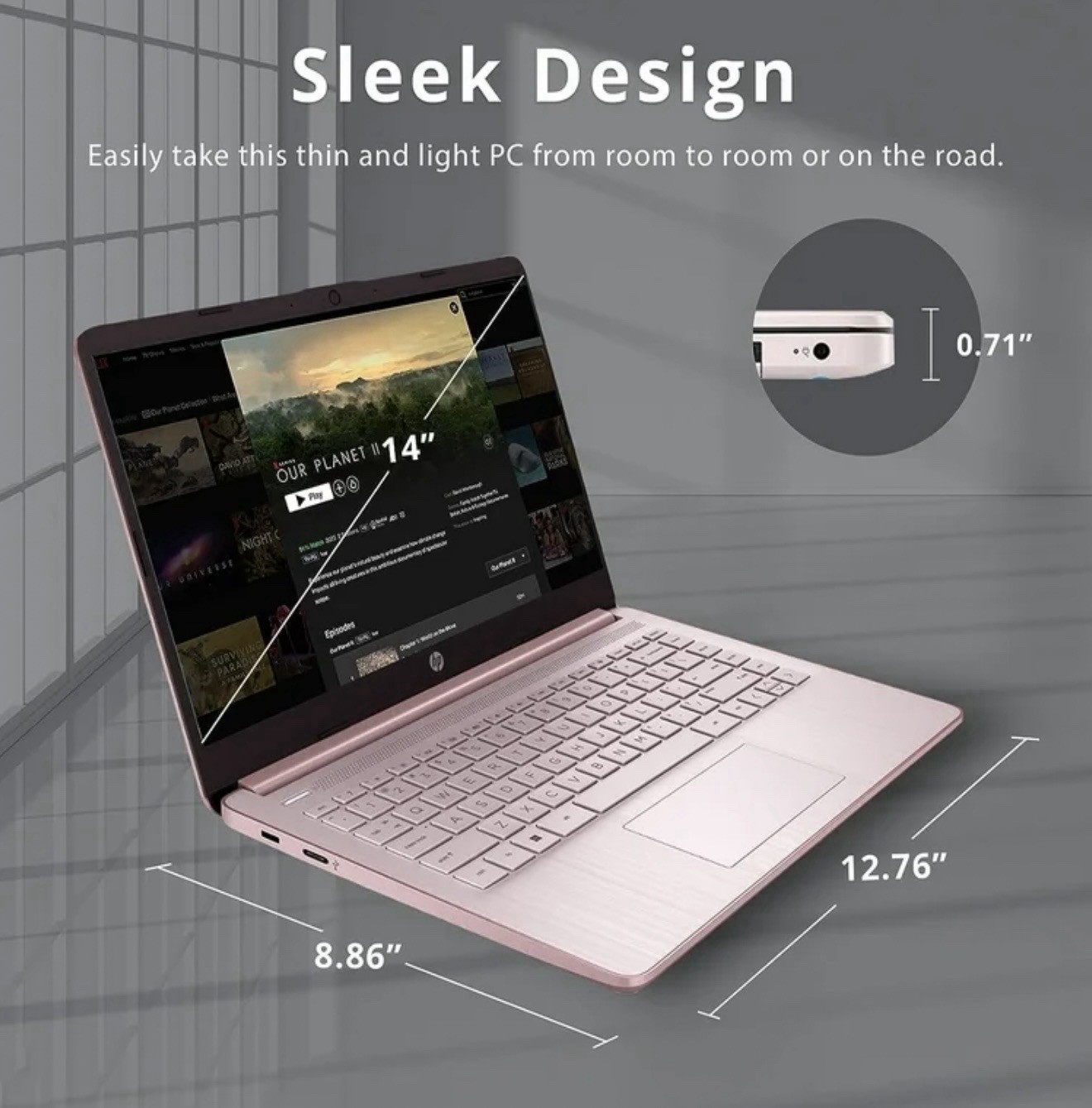 HP Laptop 14 14in Pink Pentium N5030 8GB RAM 256GB SSD Win11 HDMI USB-C