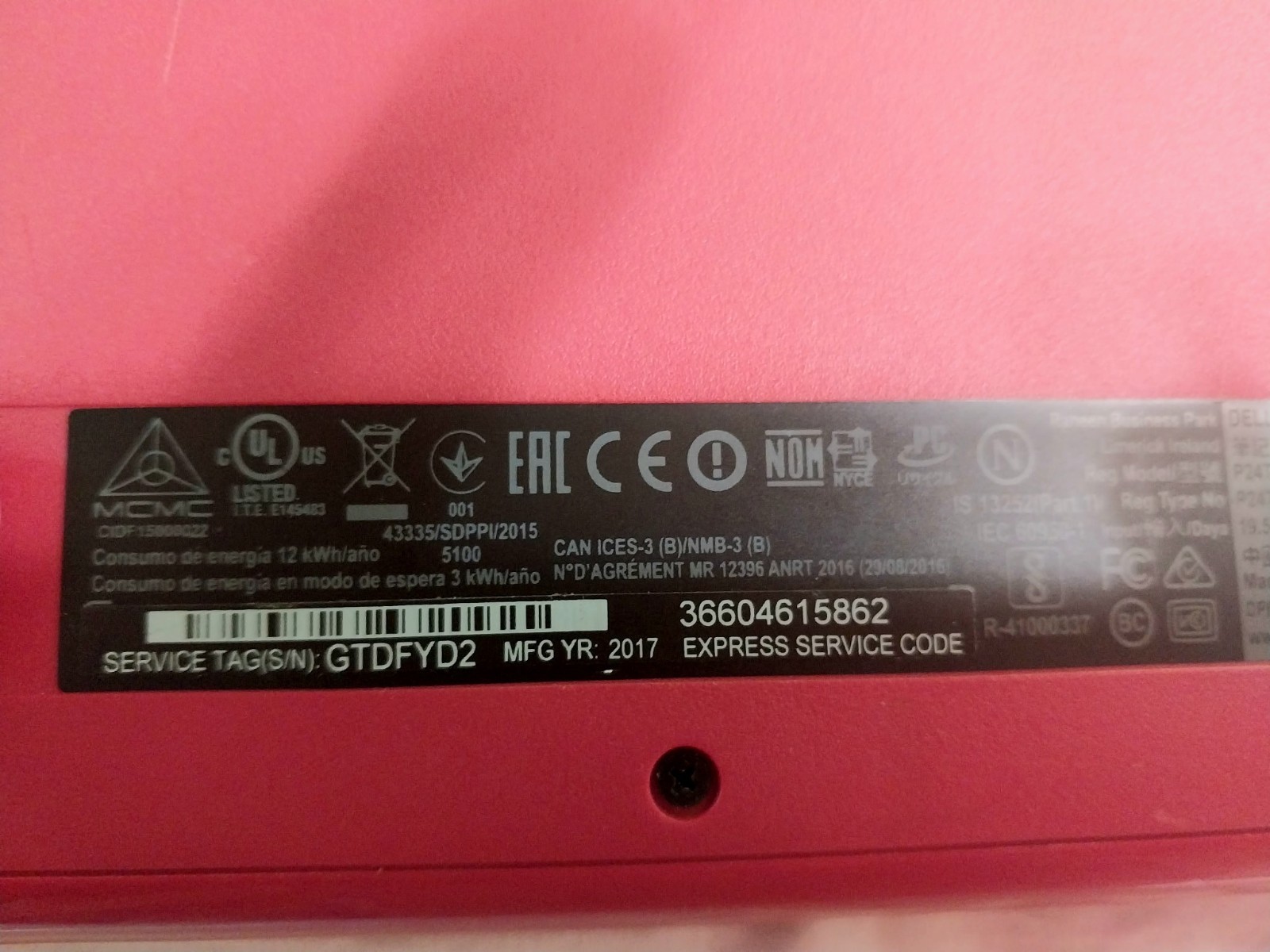 Dell Inspiron 11 3000 Series P24T Laptop, 2017, Red, Powers On, Parts Only