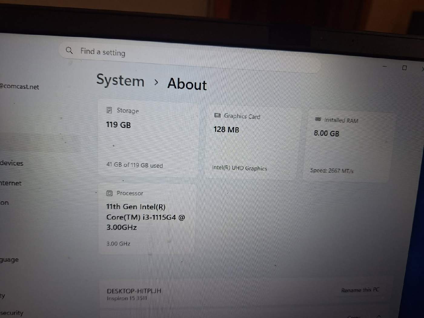 Dell Inspiron 15 3511 15″ Core i3 11th Gen 8GB RAM 128GB SSD Black Laptop