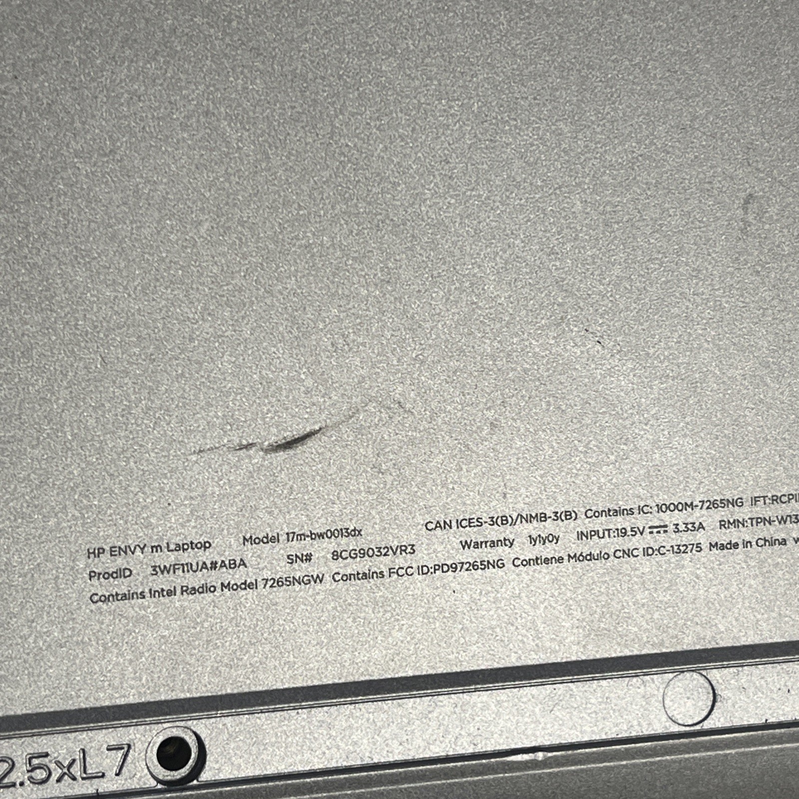 HP ENVY 17M-BW INTEL CORE I7 8TH GEN 8GB RAM NO HD