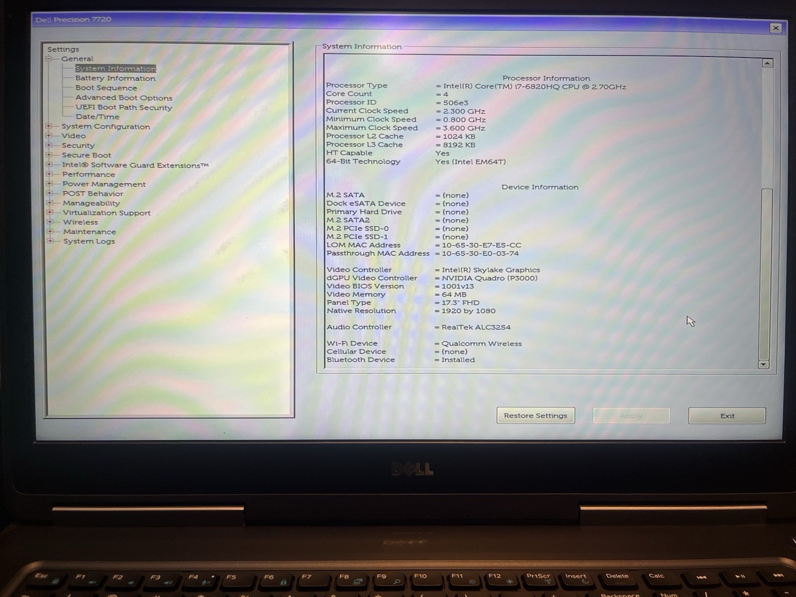 Dell Precision 7720 17.3″ FHD i7-6820HQ | P3000 | *No RAM/SSD/OS/Batt* | *READ*
