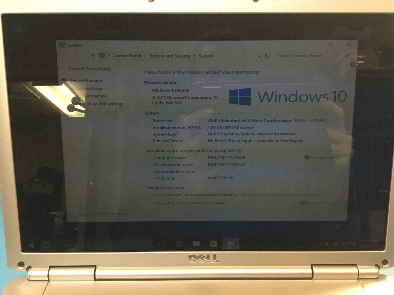Dell Inspiron 1521 AMD Athlon 64 X2, 160GB, 1GB RAM, Win 10, Dark Display – H3