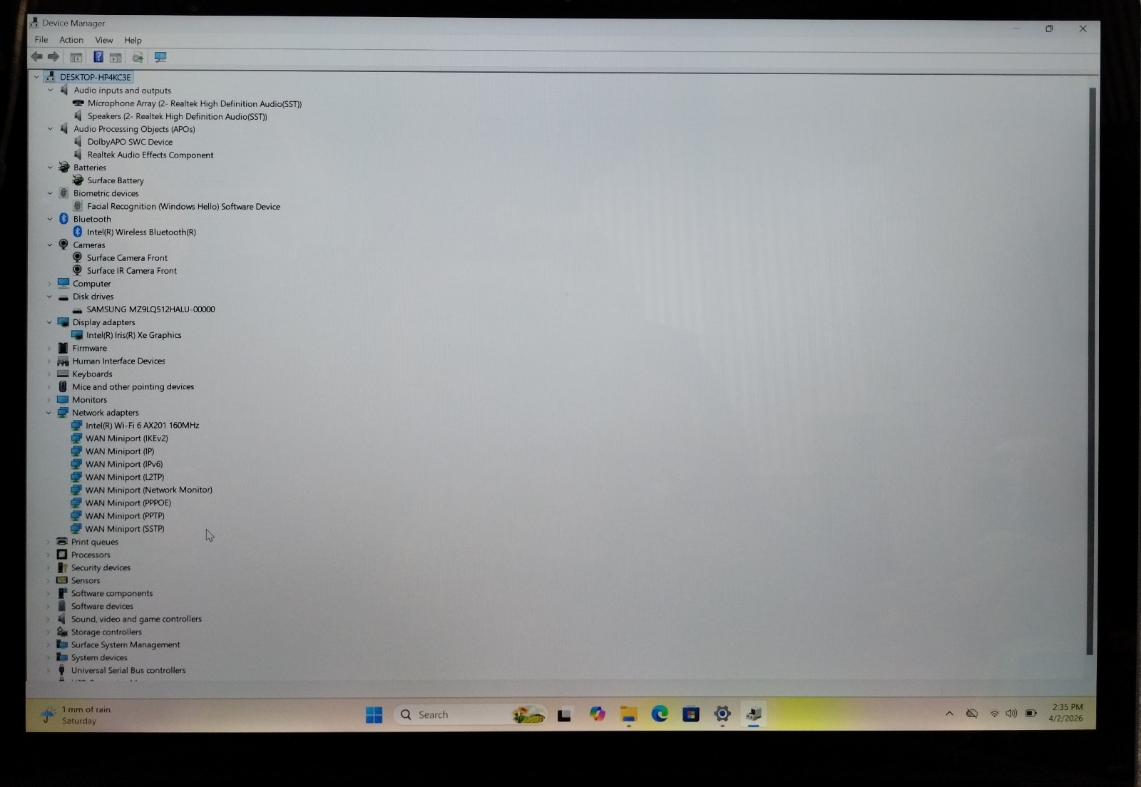 Microsoft Surface Laptop 4 1950 i5-1145G7 2.60GHz 16GB RAM 512GB NVMe W11P H3955