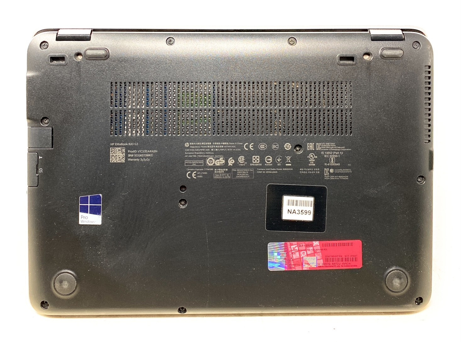 HP ELITEBOOK 820 G3 12.5″ REFURBISHED CPU I5-6200U 2.30GHZ RAM 8GB SSD 256GB