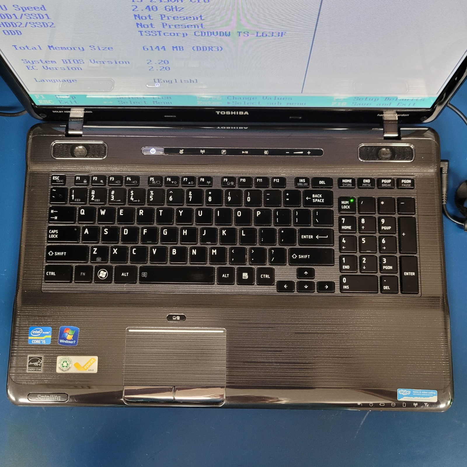 Toshiba Satellite p770-st5n01, Intel i5-2430M @ 2.40GHz, 6 GB NO HDD/ OS