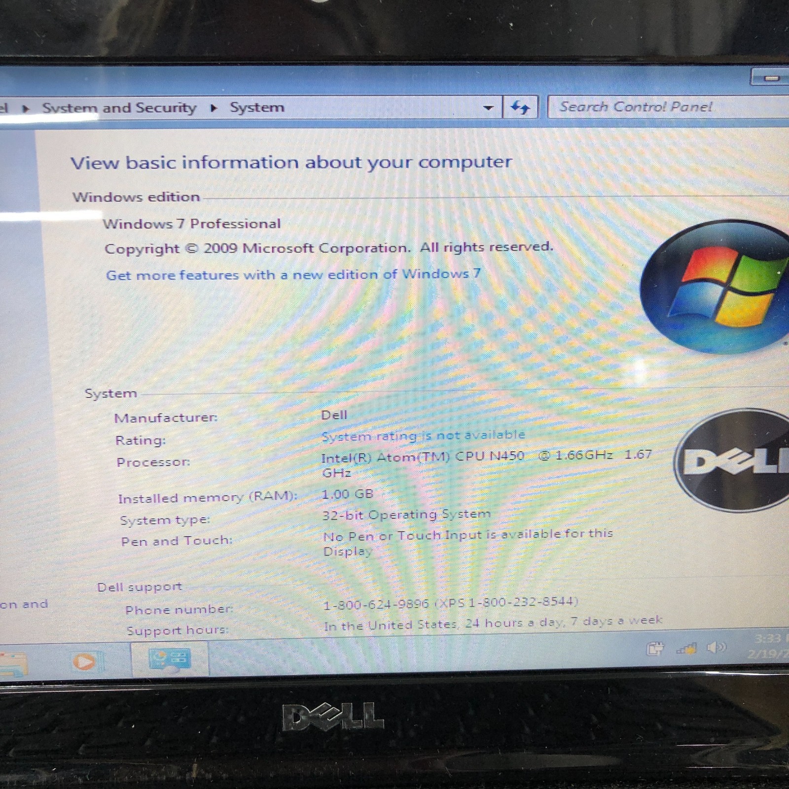 Dell Inspiron Mini Retro Gaming Laptop Intel Atom 1.66GHz 1GB RAM Windows 7 Pro