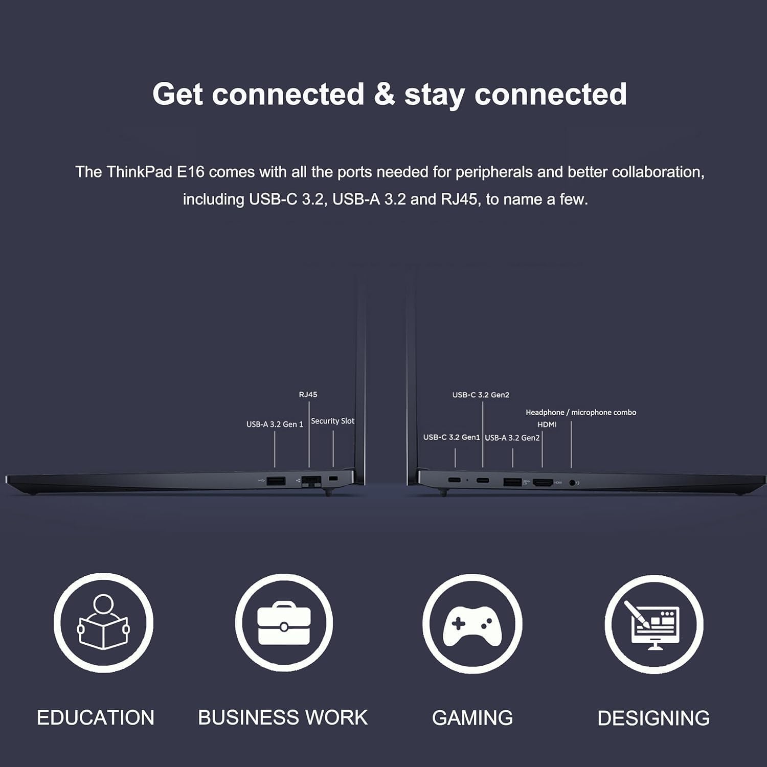 Lenovo ThinkPad E16 AMD Ryzen 5 16″ – 8 GB 256 GB SSD Win 11 Pro Wi-Fi 6E Black