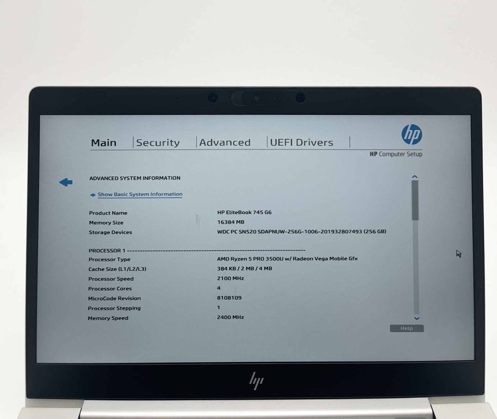 HP EliteBook 745 G6 14″ Ryzen 5 Pro 3500U 16GB RAM 256GB SSD Laptop