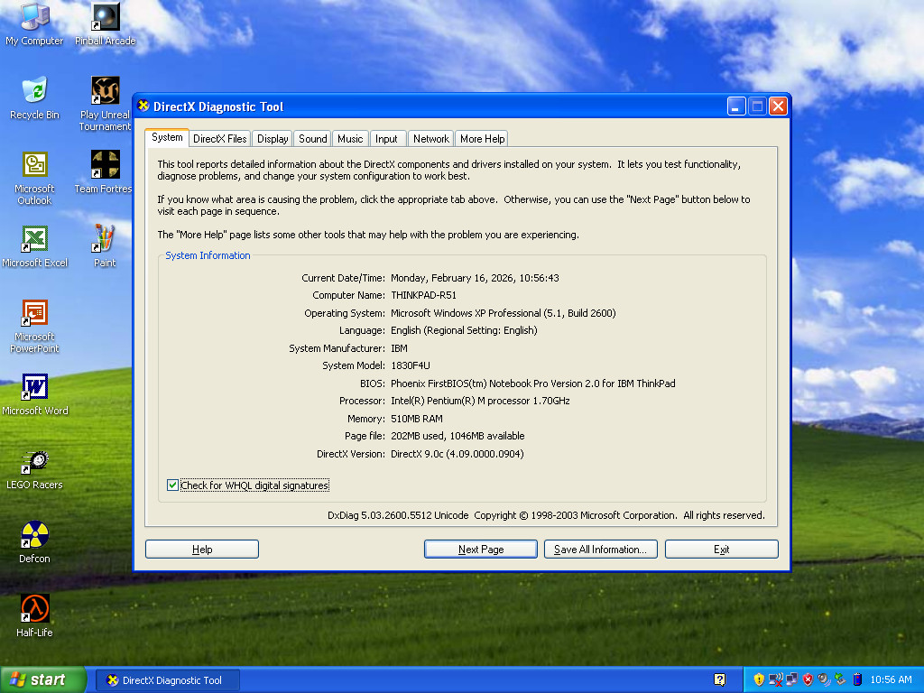 Windows XP Laptop – IBM Thinkpad R51 – Pentium M 1.7GHz, 512MB RAM, 32GB SSD