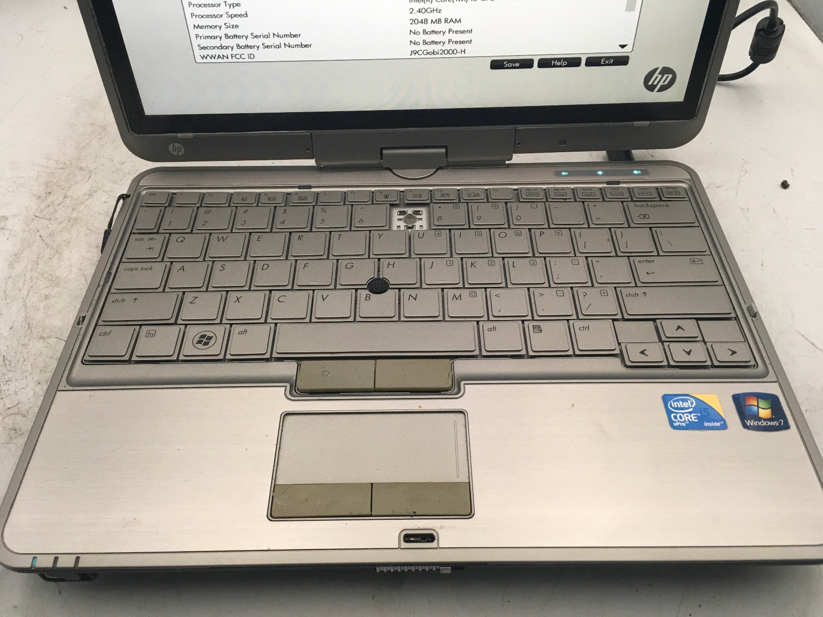 HP ELITEBOOK 2740P – BOOTS TO BIOS – INTEL I5 M520 – NO RAM – NO OS – READ – BB