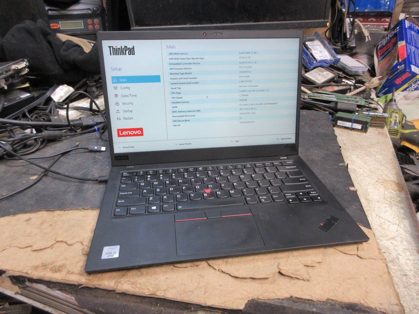Lenovo X1 Carbon 8th Gen LAPTOP i5-10310U 1.6GHz 8G 256G SSD NO OS