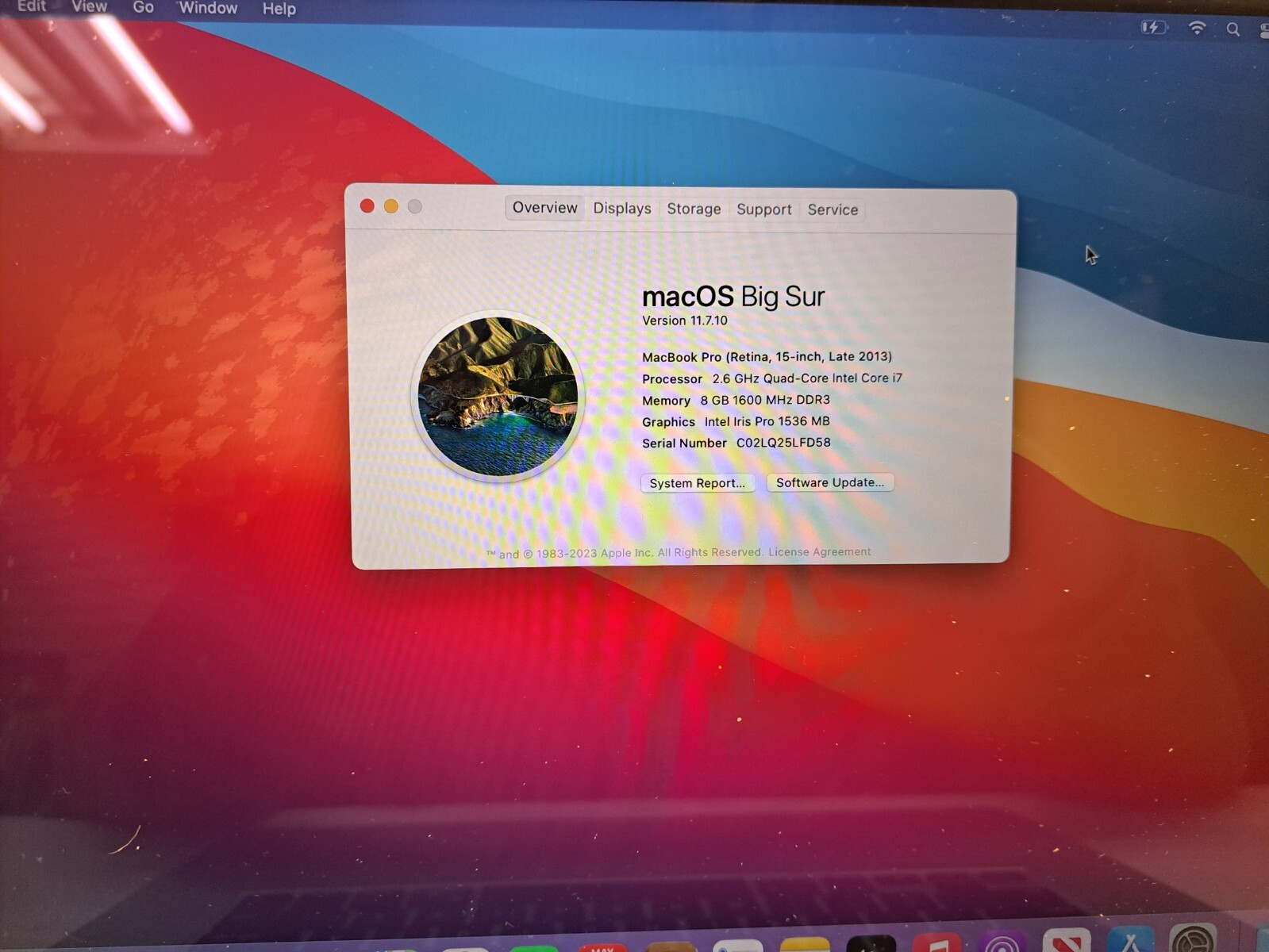 Apple MacBook Pro 15 Late 2013 i7/8GB RAM/256GB SSD Mac OS 11 “Big Sur” Grade B