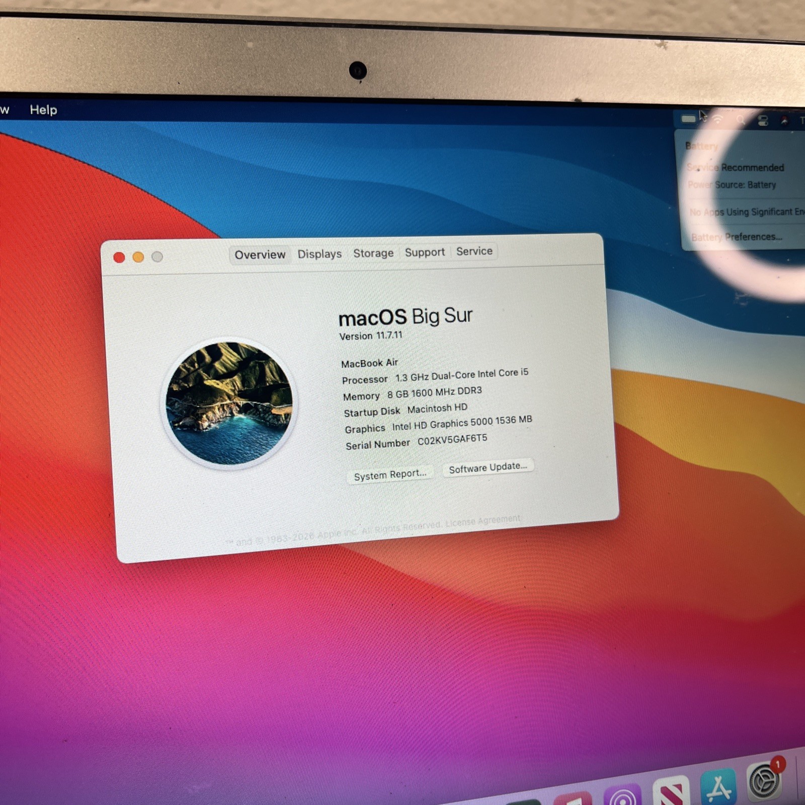 APPLE MACBOOK AIR A1466 128GB 8GB i5 1.3 GHz HD GRAPHICS 5000 ⚠️ READ