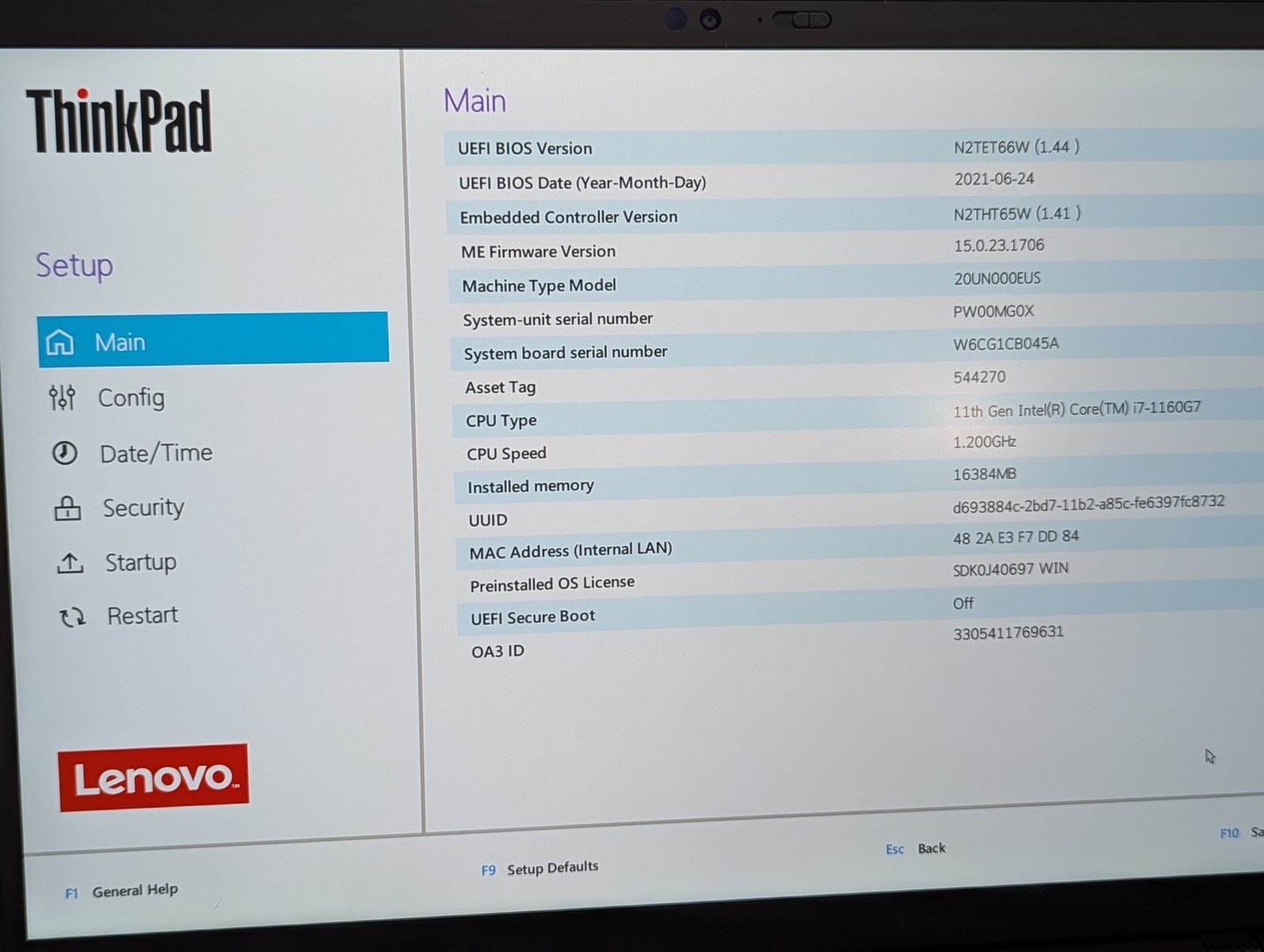 Lenovo ThinkPad X1 Nano Gen 1 i7 1.20GHz 16GB RAM 512GB- Grade D