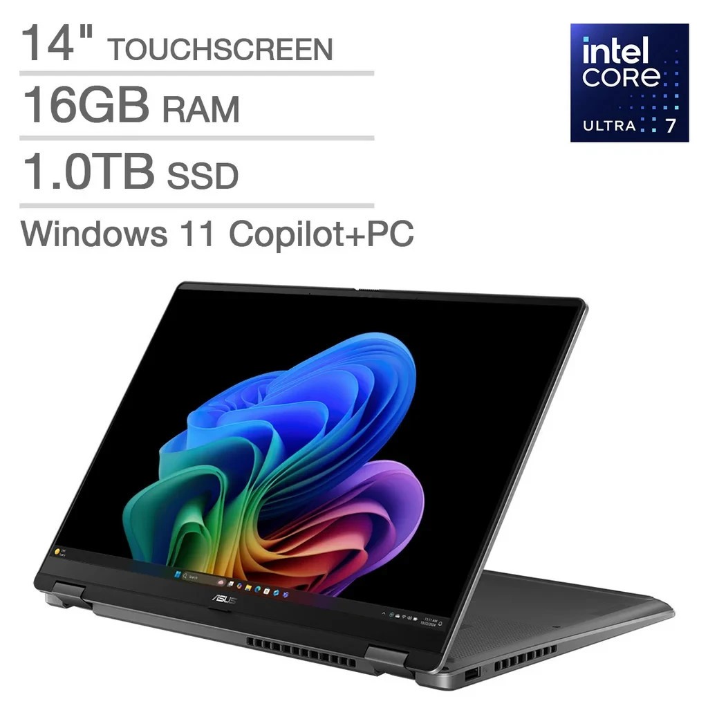 Asus Vivobook Flip 14″ OLED Touch EVO, Copilot+, Ultra 7 256V S2, 16GB, 1TB, SSD