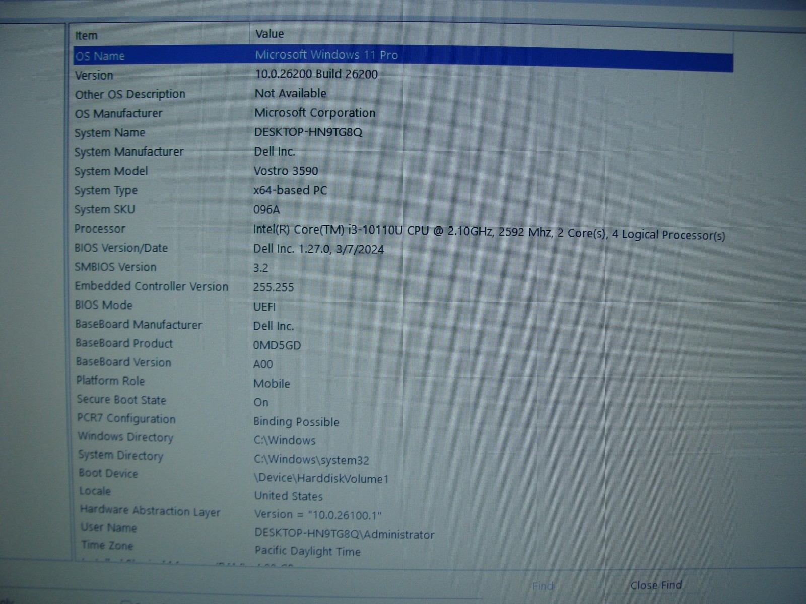 Dell Vostro 3590 15.6″ HD Core i3-10110U 2.1GHz 4GB 128GB SSD Win11Home +Charger