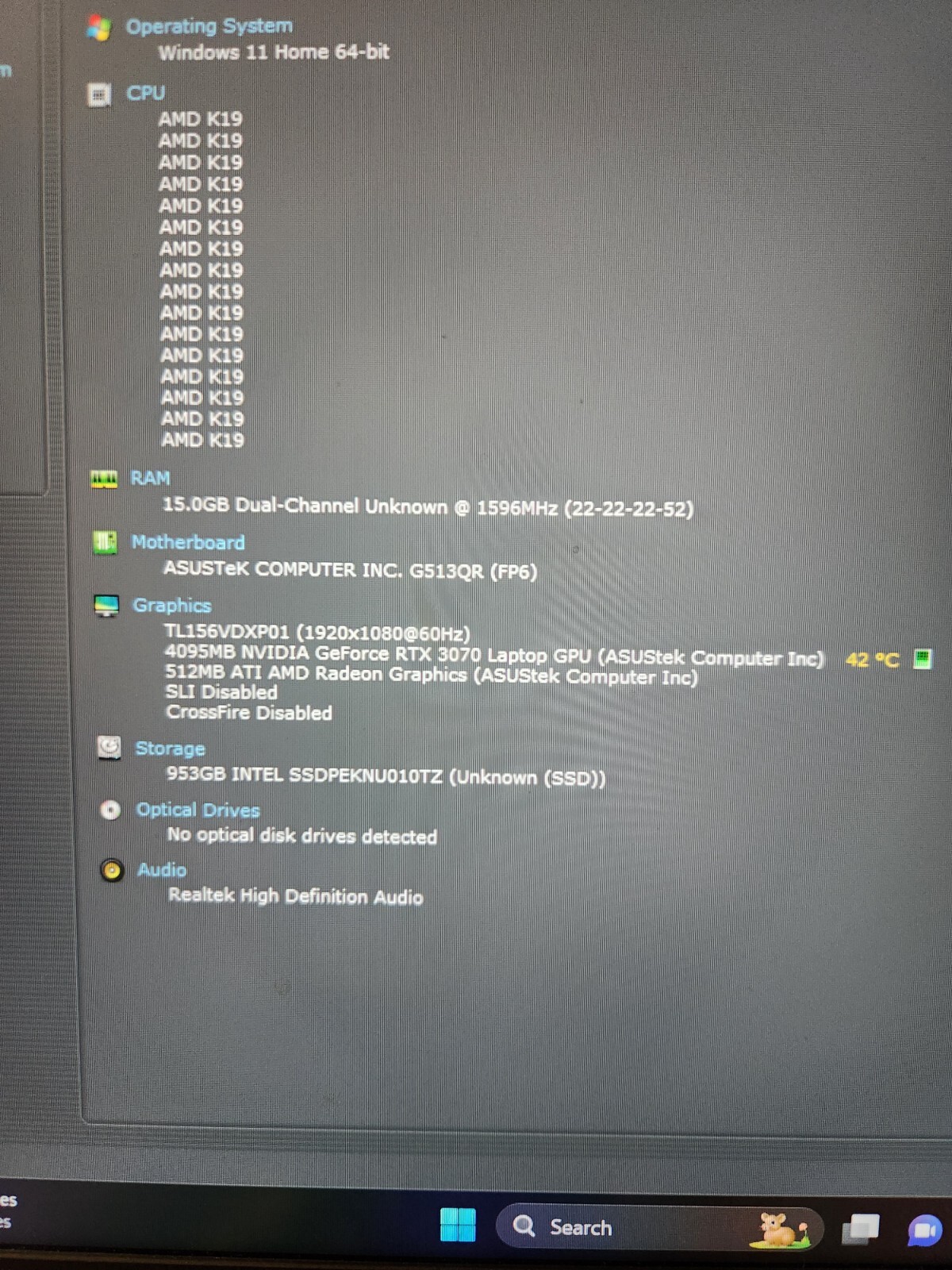 2021 ASUS ROG STRIX G15 15.6” (AMD Ryzen 9 5900HX RTX 3070 16GB RAM 1 TB SSD)