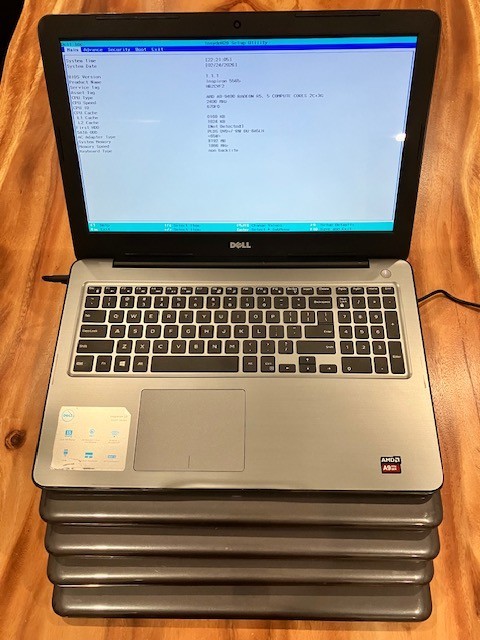 (LOT of 5)Dell Inspiron 5565 15.6″ AMD A9-9400 8GB RAM NO SSD BOOTS TO BIOS