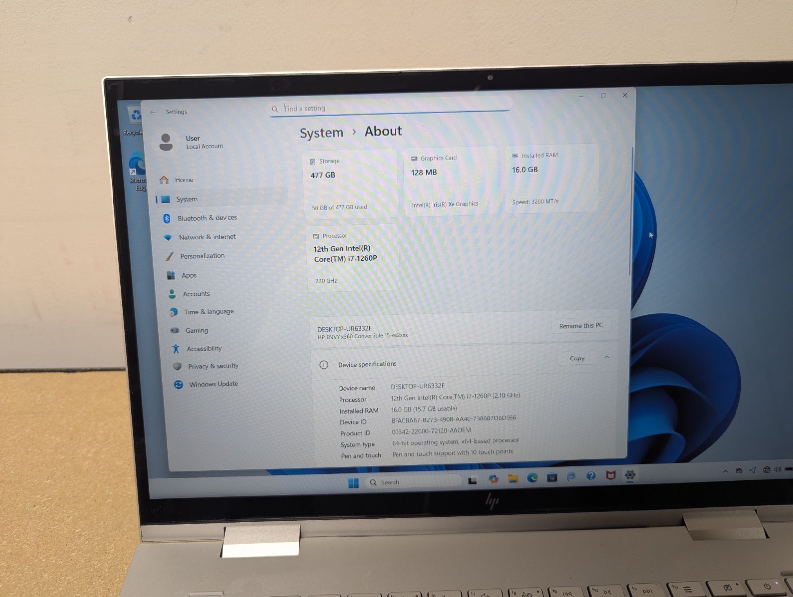 HP 15-es2072cl x360 2-in-1 Convertible 15 FHD Touchscreen i7-1260P 16GB 512GB SS