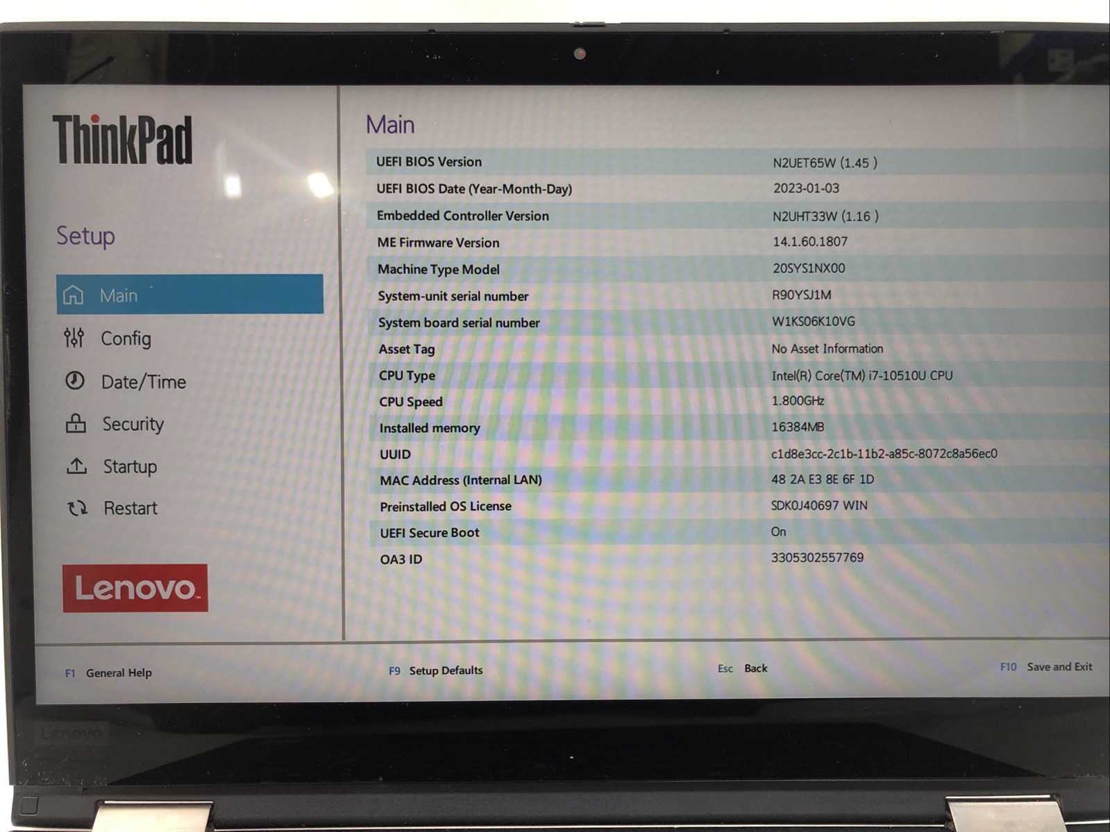 Lenovo ThinkPad x13 Yoga, Intel Core i7-10510U @1.80Ghz, 16GB RAM, NO SSD/OS,